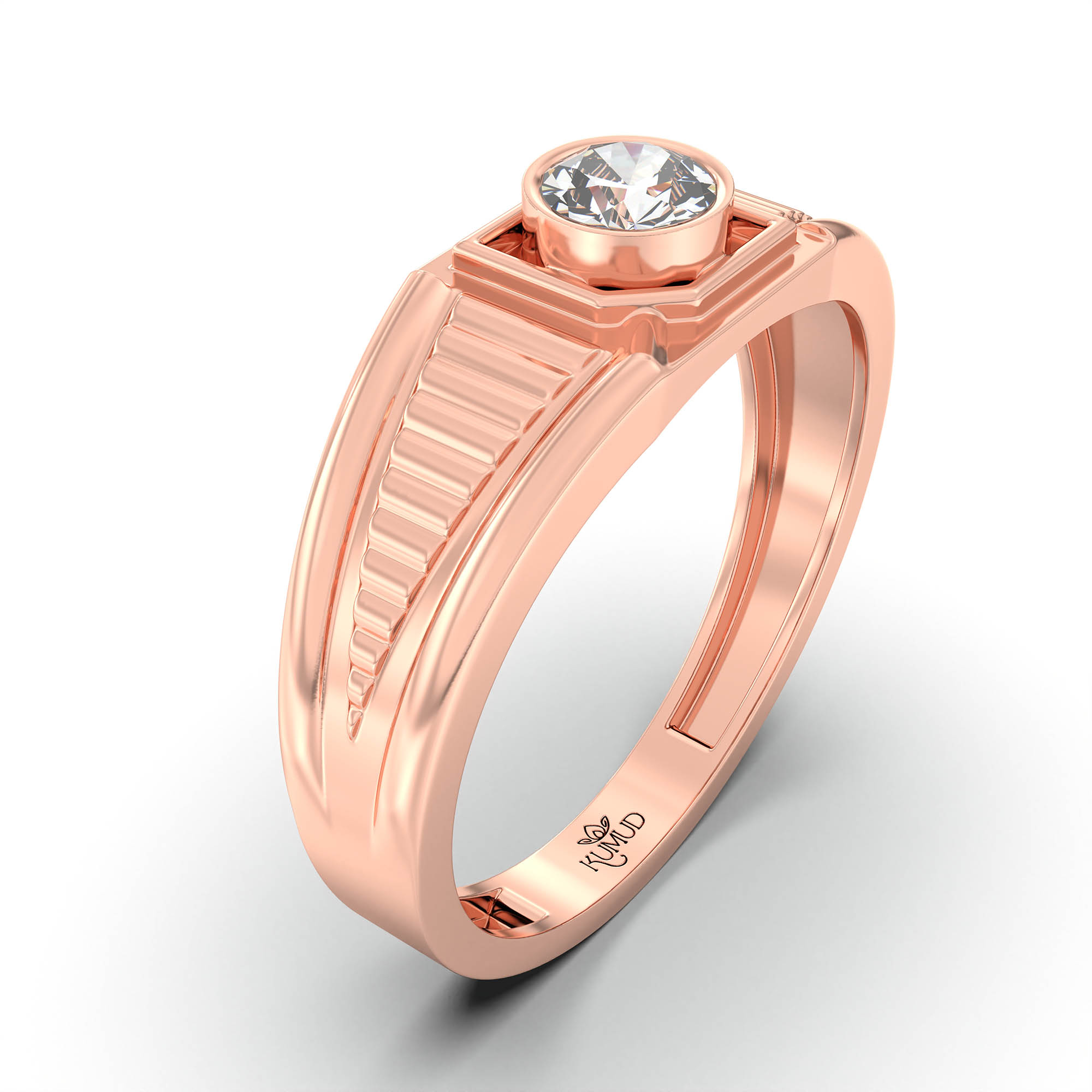 Lab-Grown Diamond Solitaire Ring for Men in 18K Rose Gold – 0.5 Ct Round, 6 g (Design K8-2-BBZAA) thumbnail
