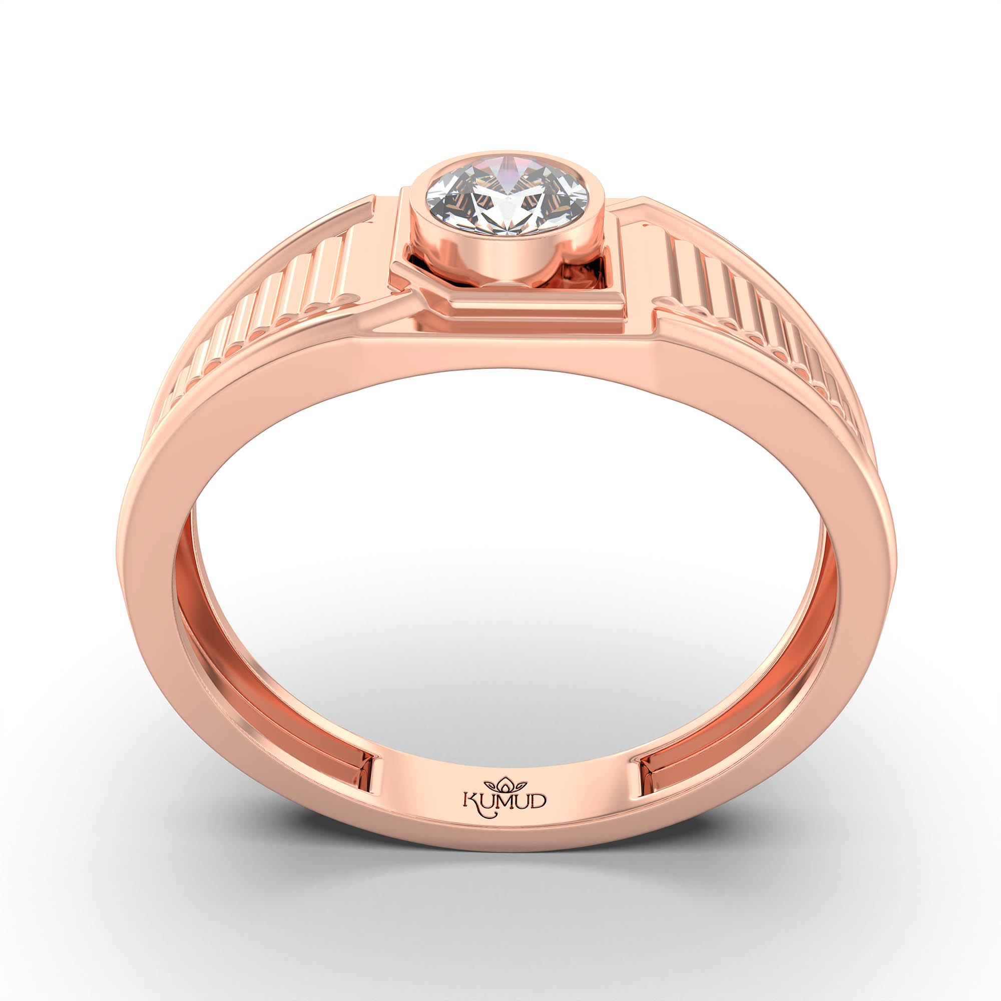 Lab-Grown Diamond Solitaire Ring for Men in 18K Rose Gold – 0.5 Ct Round, 6 g (Design K8-2-BBZAA) thumbnail