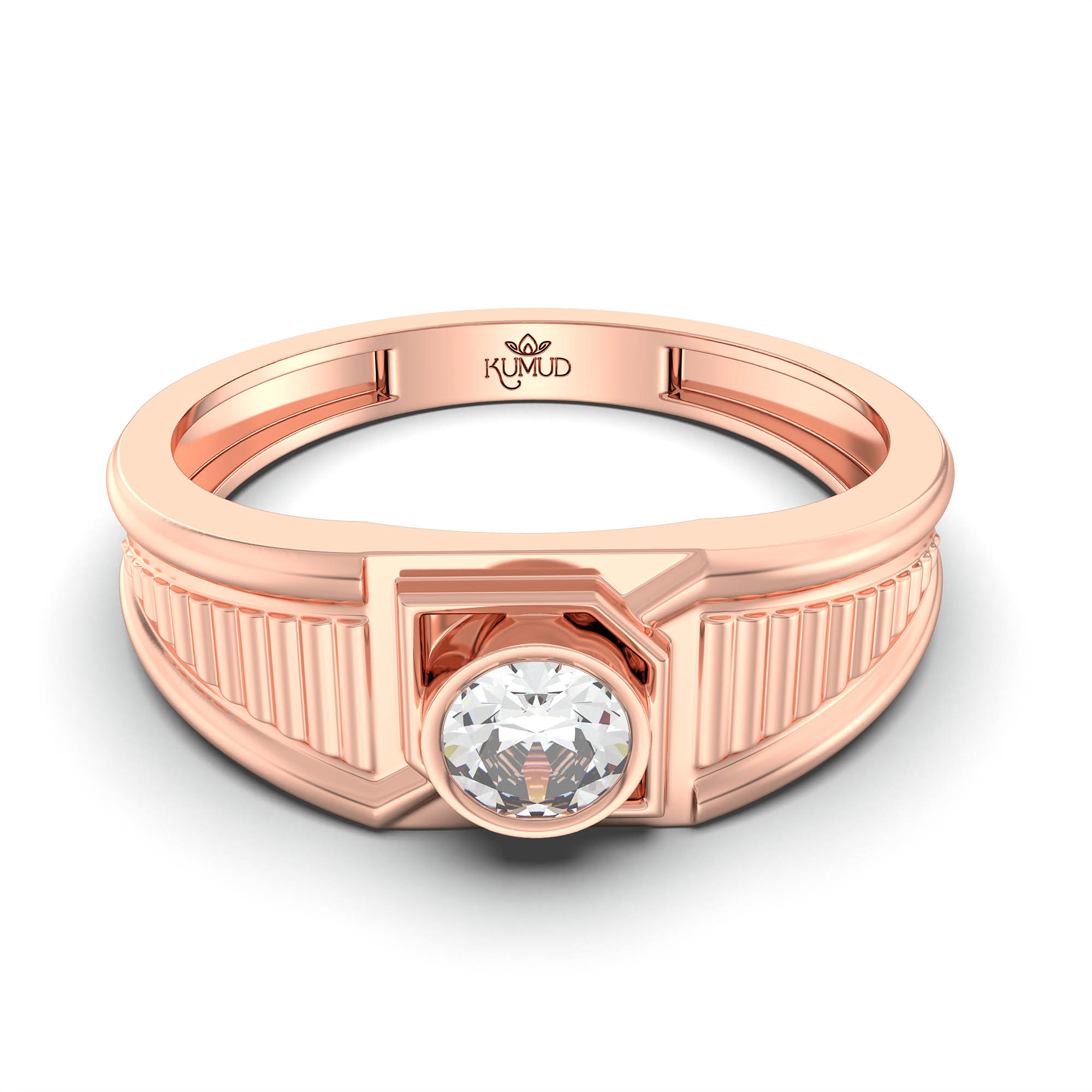 Lab-Grown Diamond Solitaire Ring for Men in 18K Rose Gold – 0.5 Ct Round, 6 g (Design K8-2-BBZAA) thumbnail
