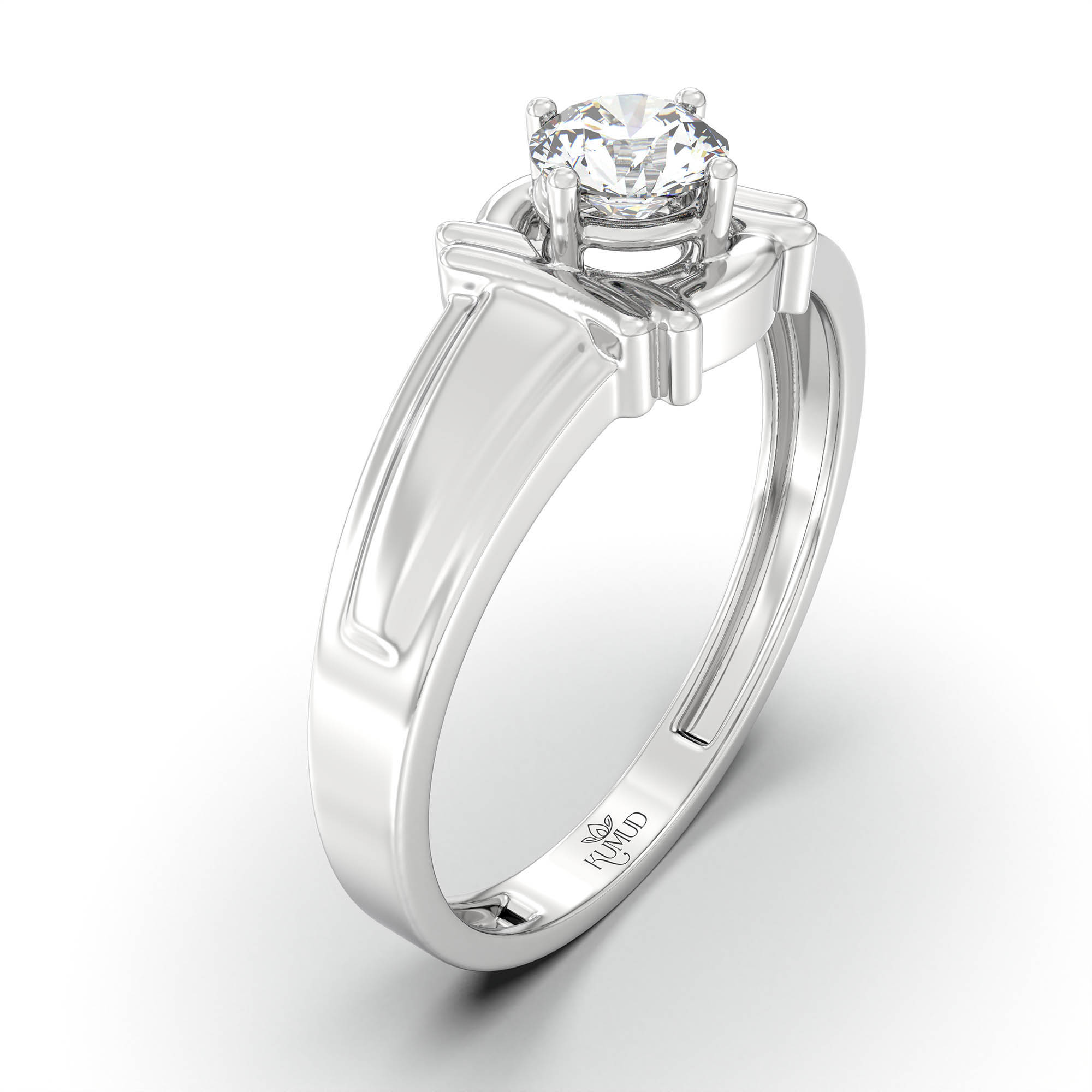 Lab-Grown Diamond Solitaire Ring for Men in 18K White Gold – 0.5 Ct Round, 6 g (Design K8-3-APGAA) thumbnail