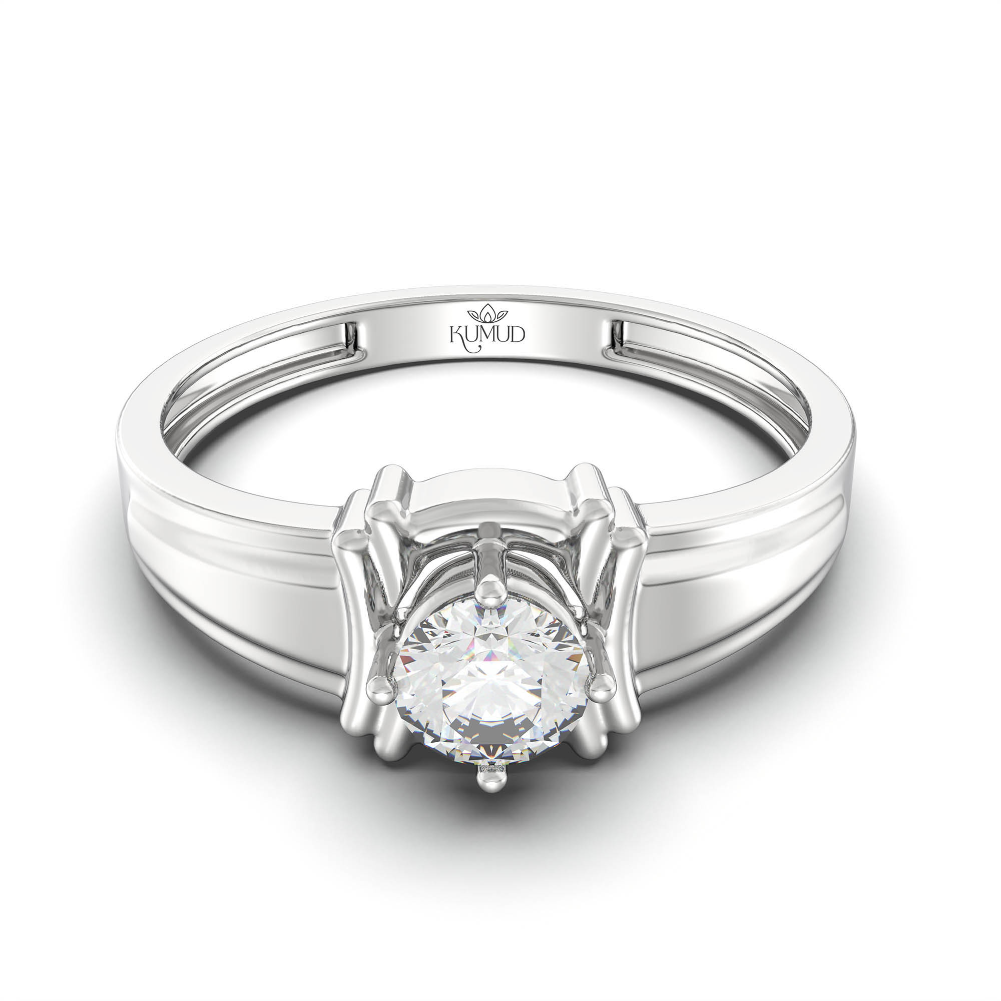 Lab-Grown Diamond Solitaire Ring for Men in 18K White Gold – 0.5 Ct Round, 6 g (Design K8-3-APGAA) thumbnail