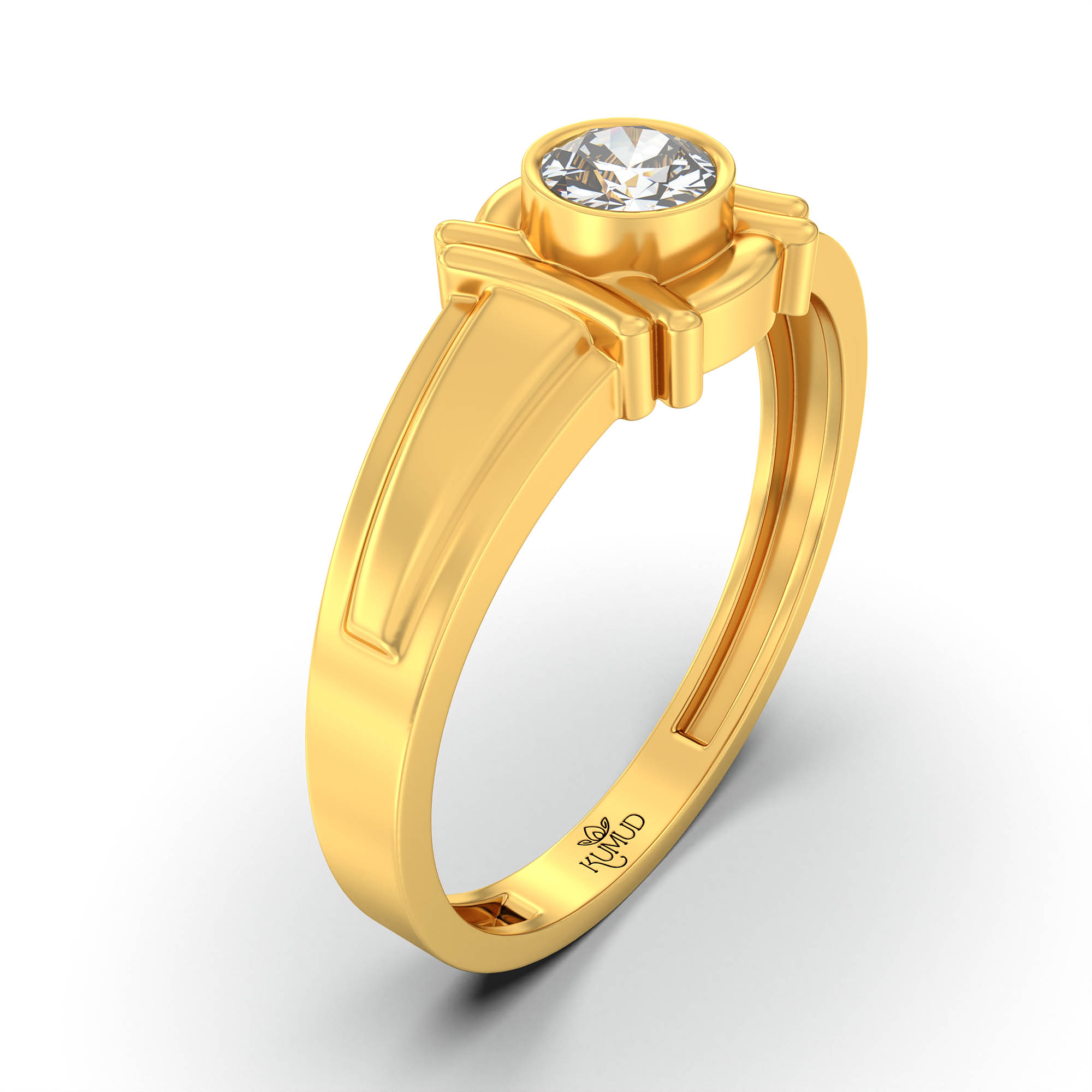 Lab-Grown Diamond Solitaire Ring for Men in 22K Yellow Gold – 0.5 Ct Round, 6 g (Design K8-3-BBZAA) thumbnail