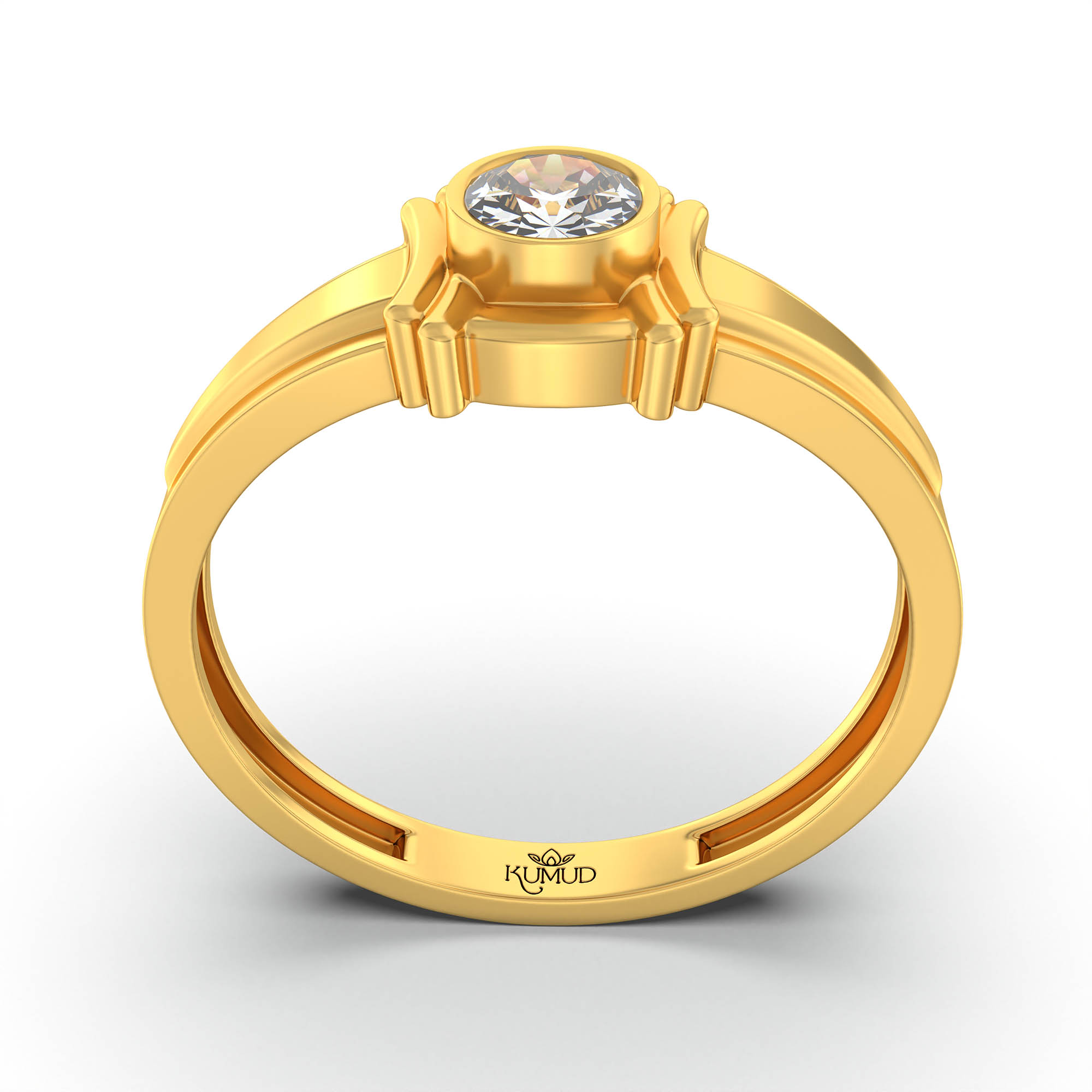 Lab-Grown Diamond Solitaire Ring for Men in 22K Yellow Gold – 0.5 Ct Round, 6 g (Design K8-3-BBZAA) thumbnail