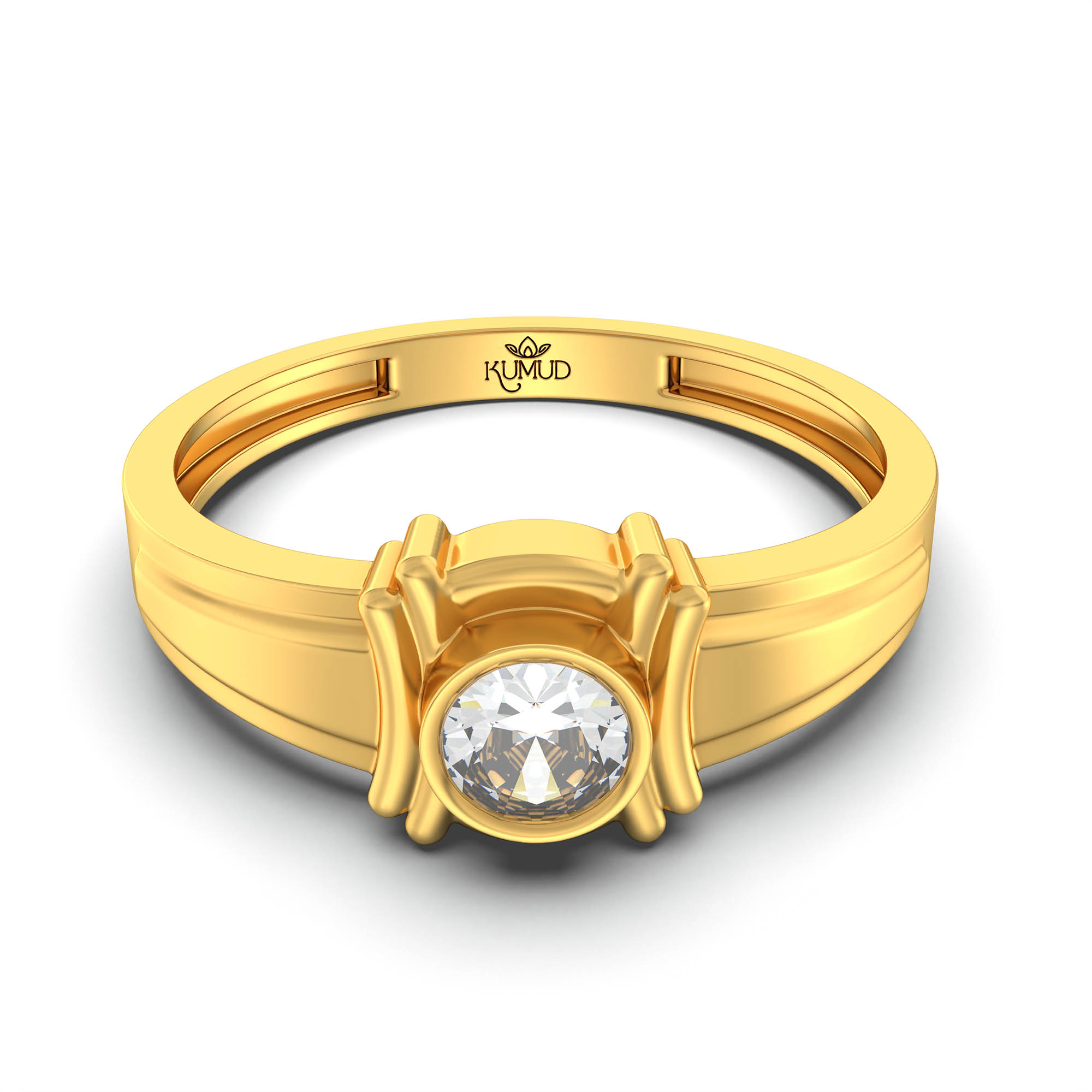 Lab-Grown Diamond Solitaire Ring for Men in 22K Yellow Gold – 0.5 Ct Round, 6 g (Design K8-3-BBZAA) thumbnail