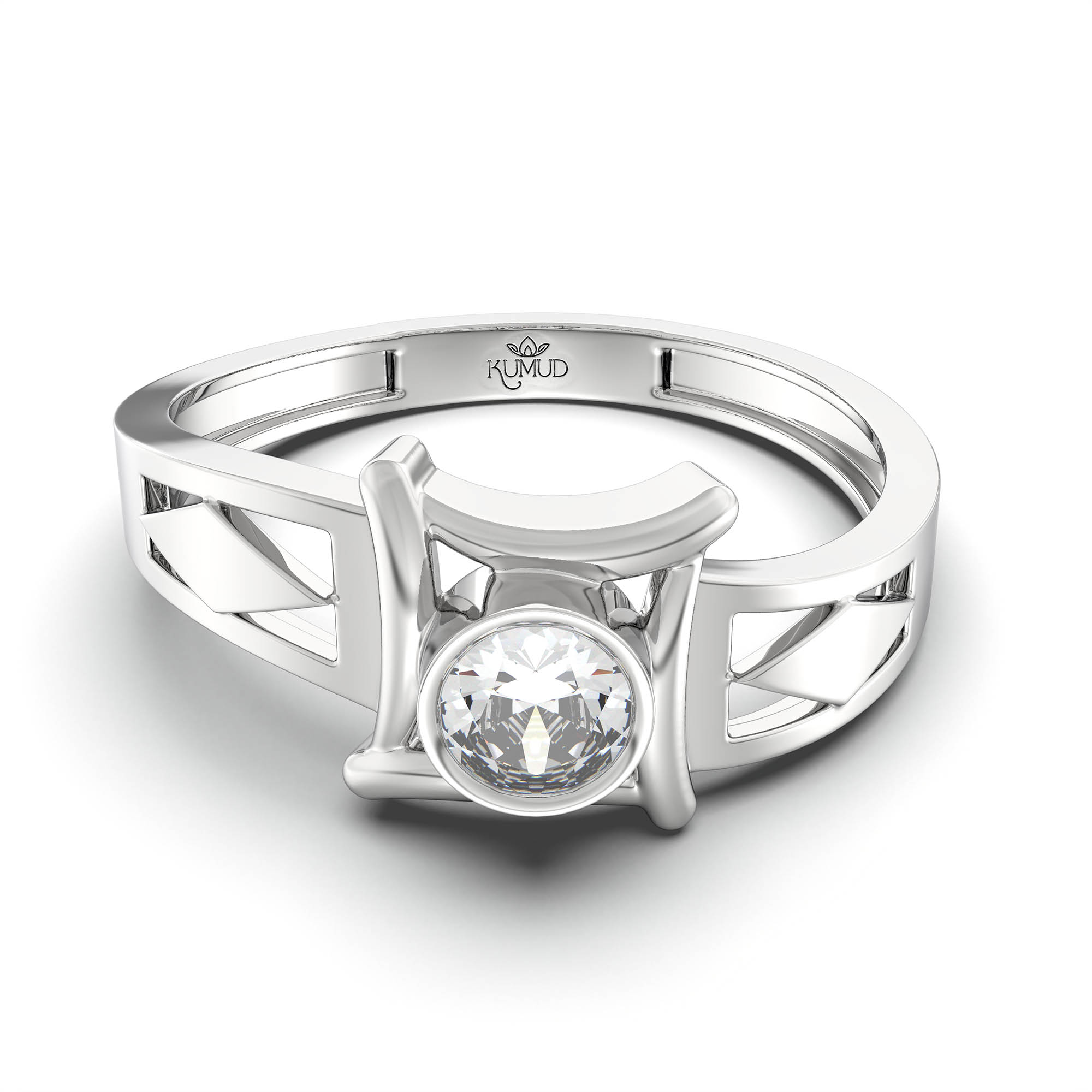 Lab-Grown Diamond Solitaire Ring for Men in 18K White Gold – 0.5 Ct Round, 6 g (Design K8-4-BBZAA) thumbnail