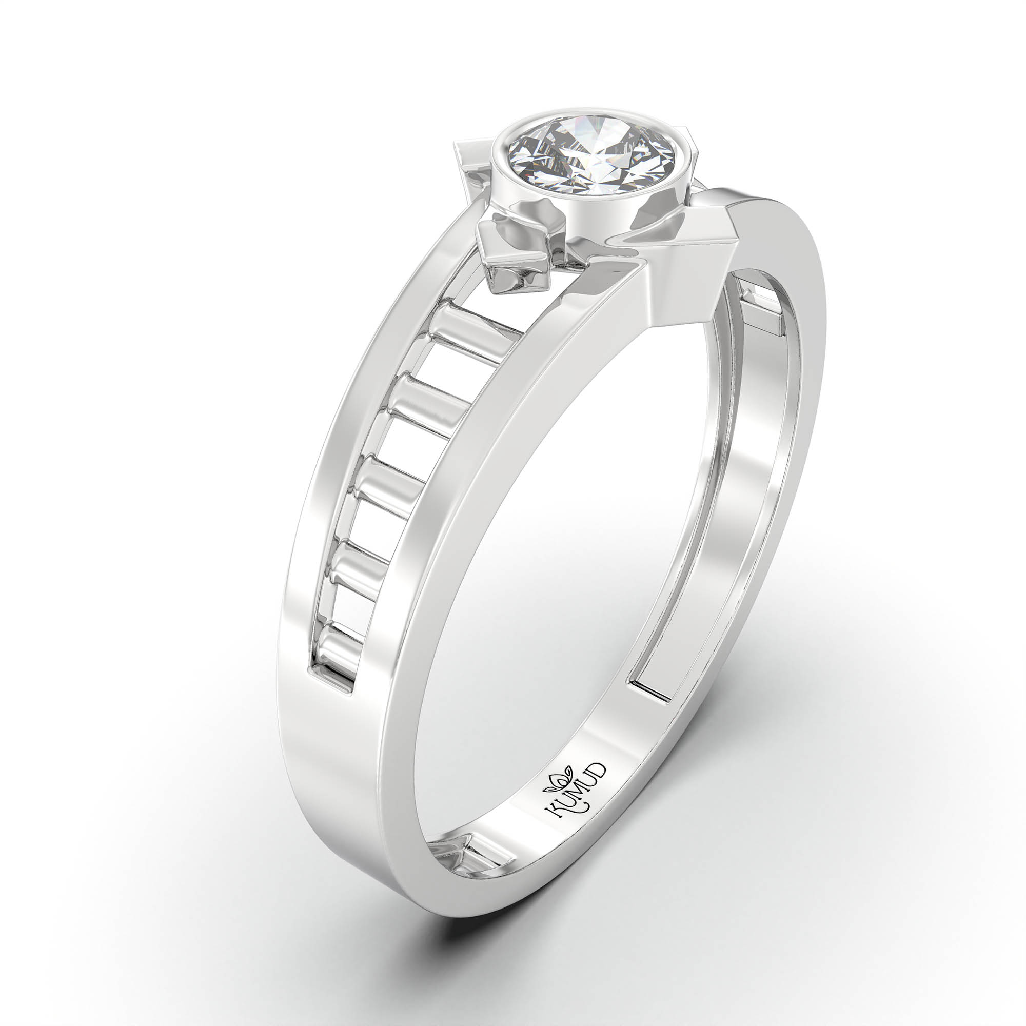 Lab-Grown Diamond Solitaire Ring for Men in 18K White Gold – 0.5 Ct Round, 6 g (Design K8-5-BBZAA) thumbnail
