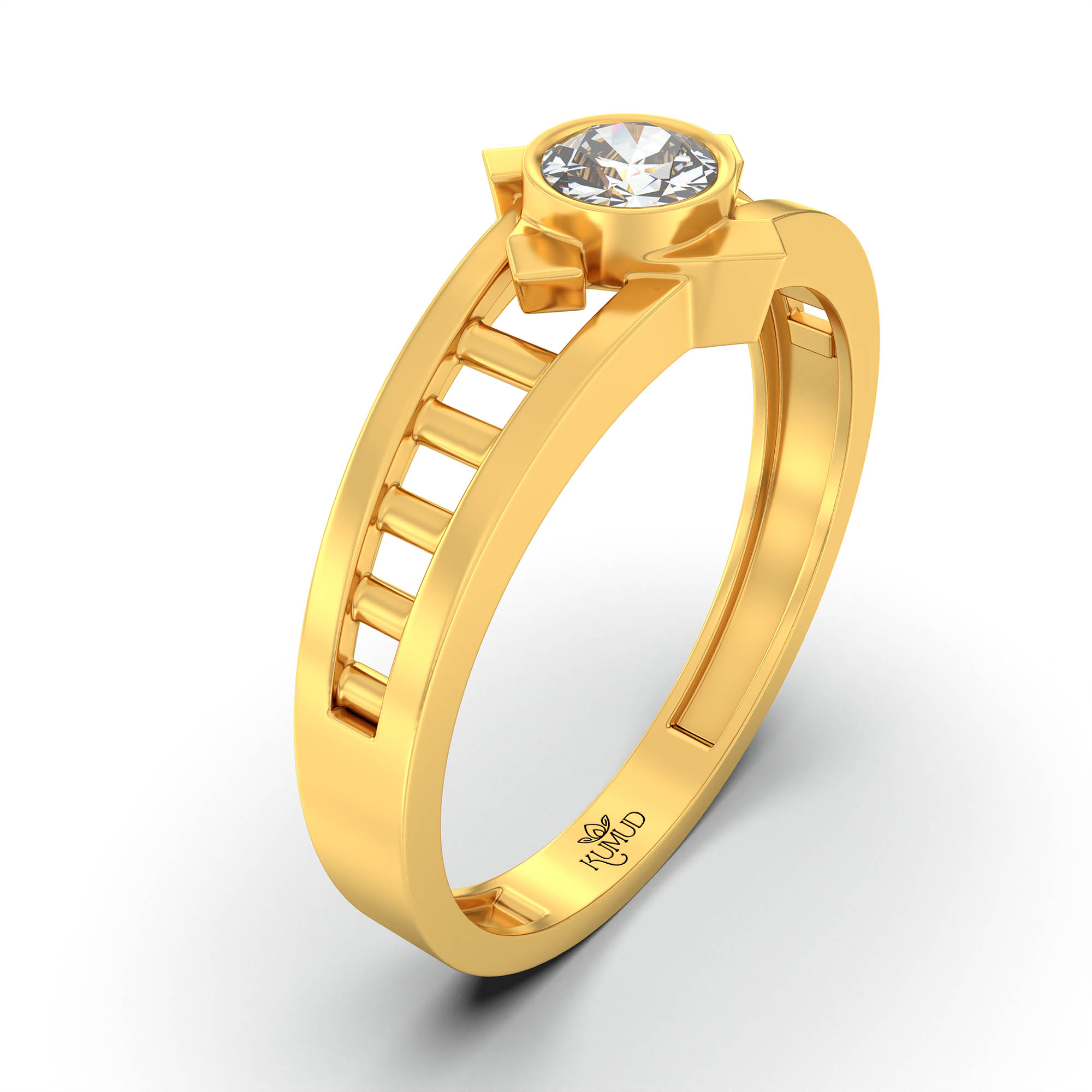 Lab-Grown Diamond Solitaire Ring for Men in 22K Yellow Gold – 0.5 Ct Round, 6 g (Design K8-5-BBZAA) thumbnail