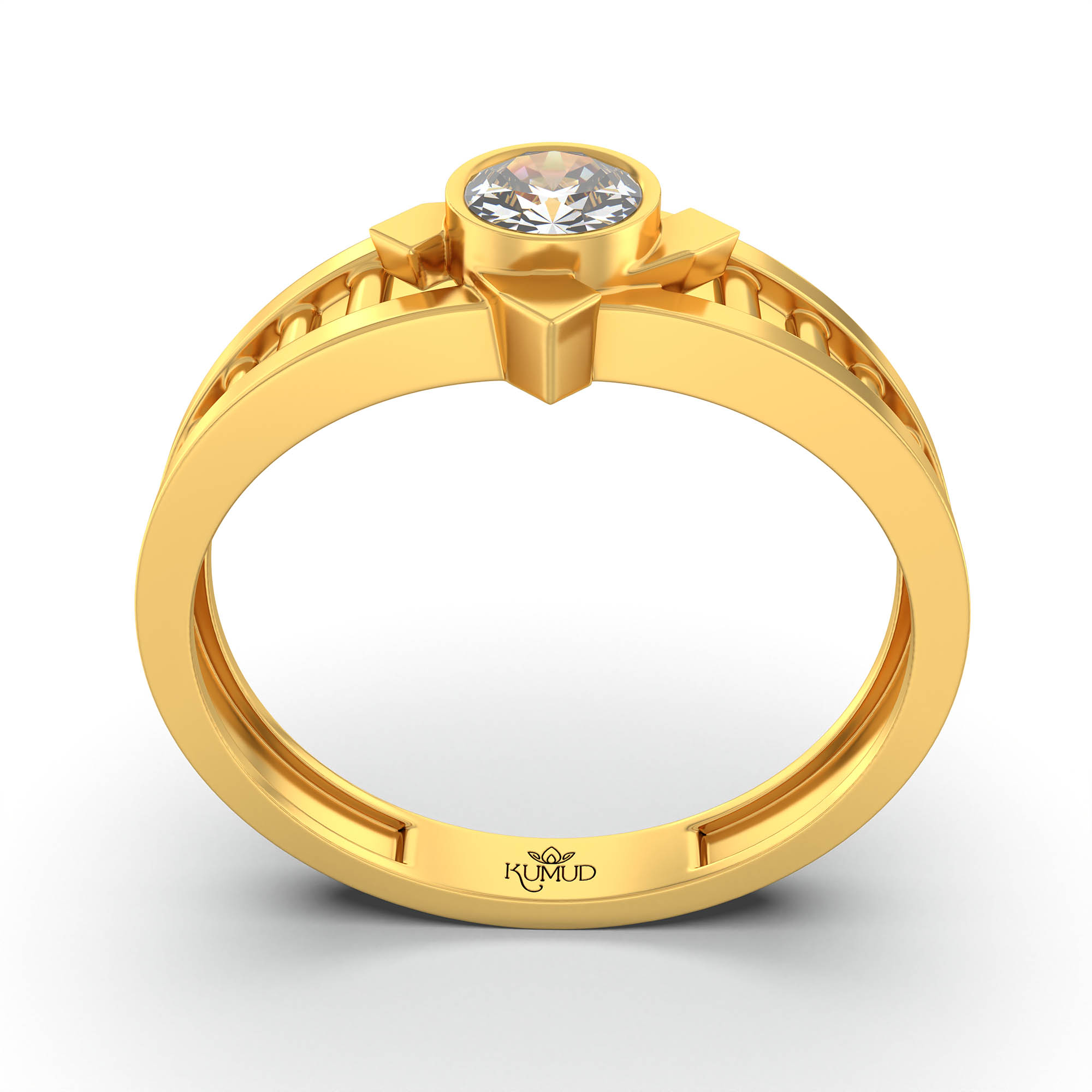 Lab-Grown Diamond Solitaire Ring for Men in 22K Yellow Gold – 0.5 Ct Round, 6 g (Design K8-5-BBZAA) thumbnail