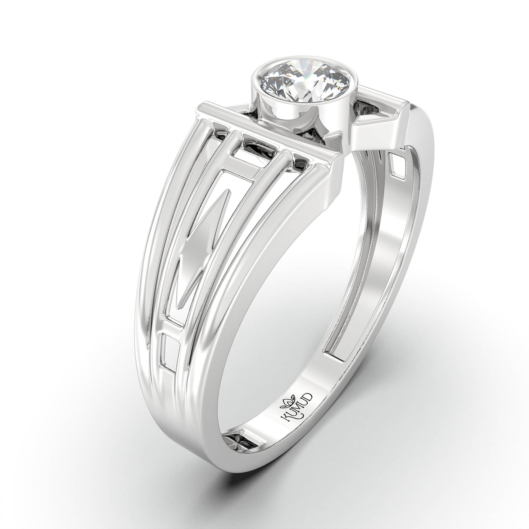 Lab-Grown Diamond Solitaire Ring for Men in 18K White Gold – 0.5 Ct Round, 6 g (Design K8-6-BBZAA) thumbnail