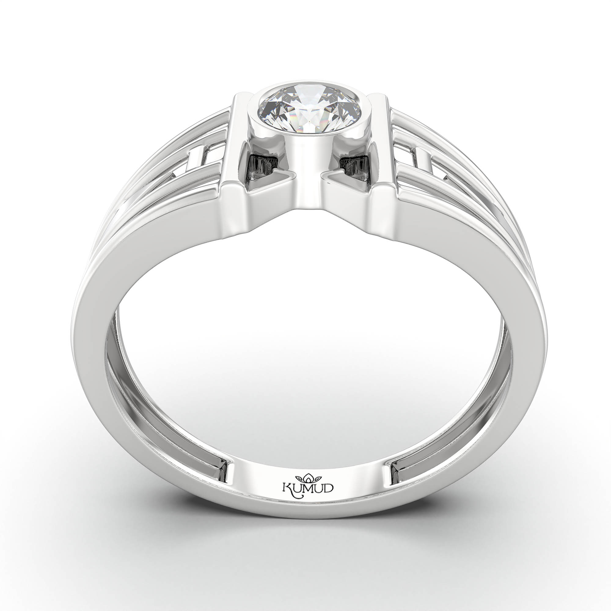 Lab-Grown Diamond Solitaire Ring for Men in 18K White Gold – 0.5 Ct Round, 6 g (Design K8-6-BBZAA) thumbnail