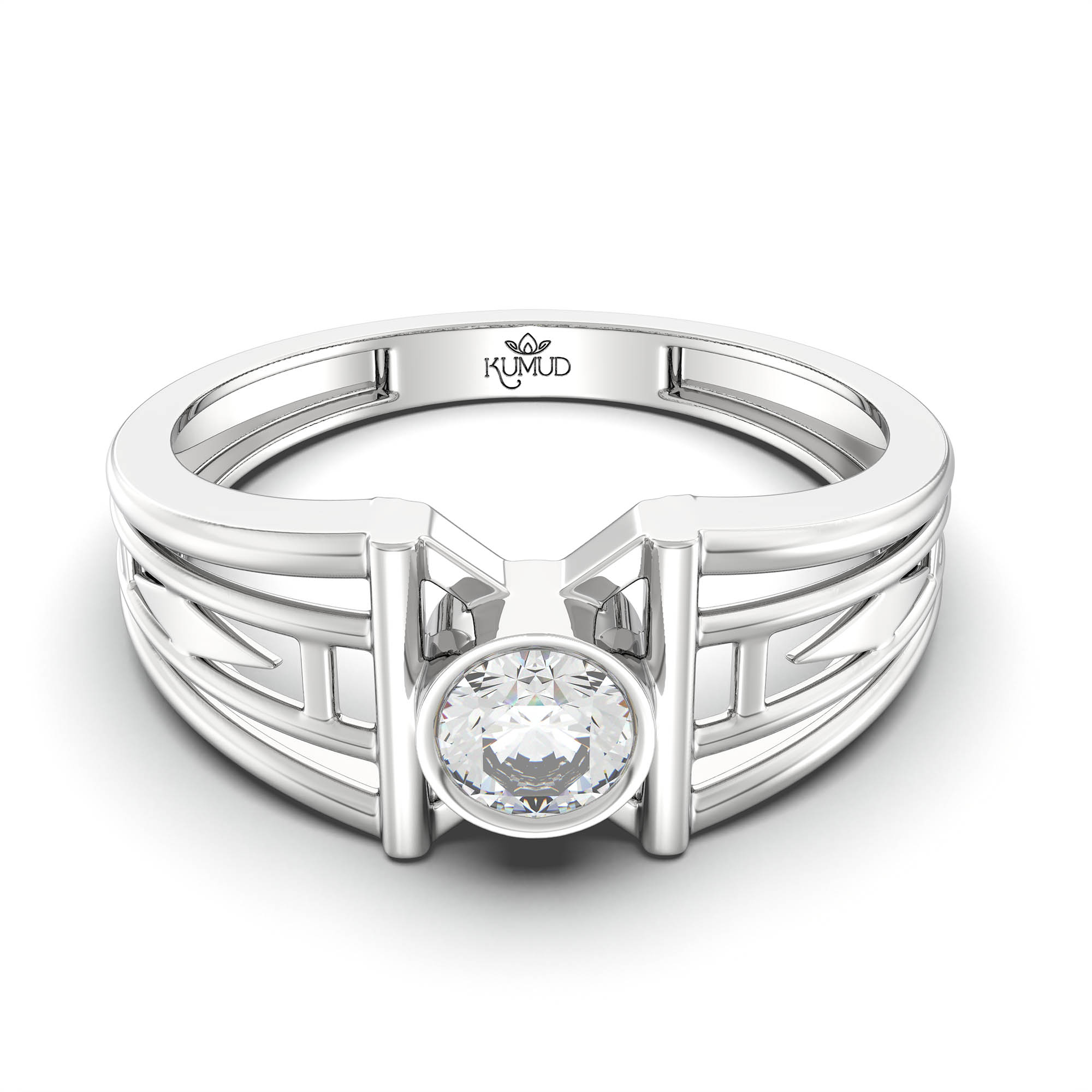 Lab-Grown Diamond Solitaire Ring for Men in 18K White Gold – 0.5 Ct Round, 6 g (Design K8-6-BBZAA) thumbnail