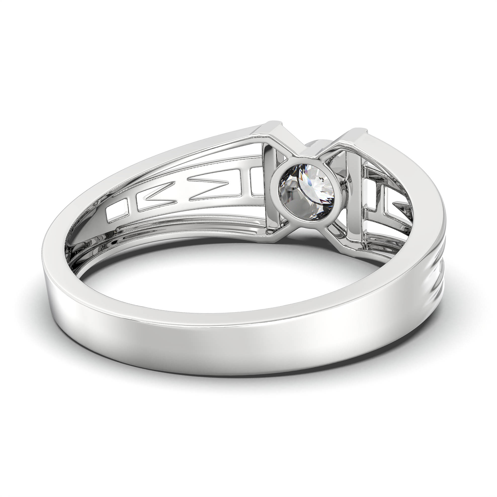 Lab-Grown Diamond Solitaire Ring for Men in 18K White Gold – 0.5 Ct Round, 6 g (Design K8-6-BBZAA) thumbnail