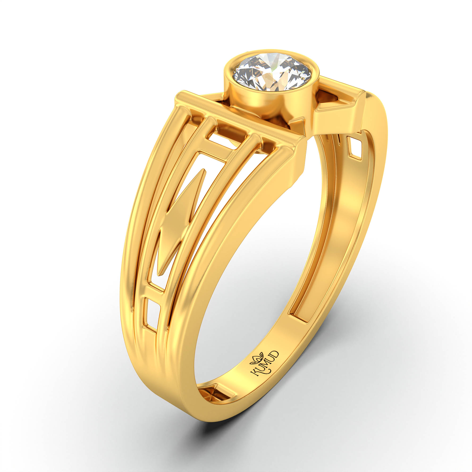 Lab-Grown Diamond Solitaire Ring for Men in 22K Yellow Gold – 0.5 Ct Round, 6 g (Design K8-6-BBZAA) thumbnail