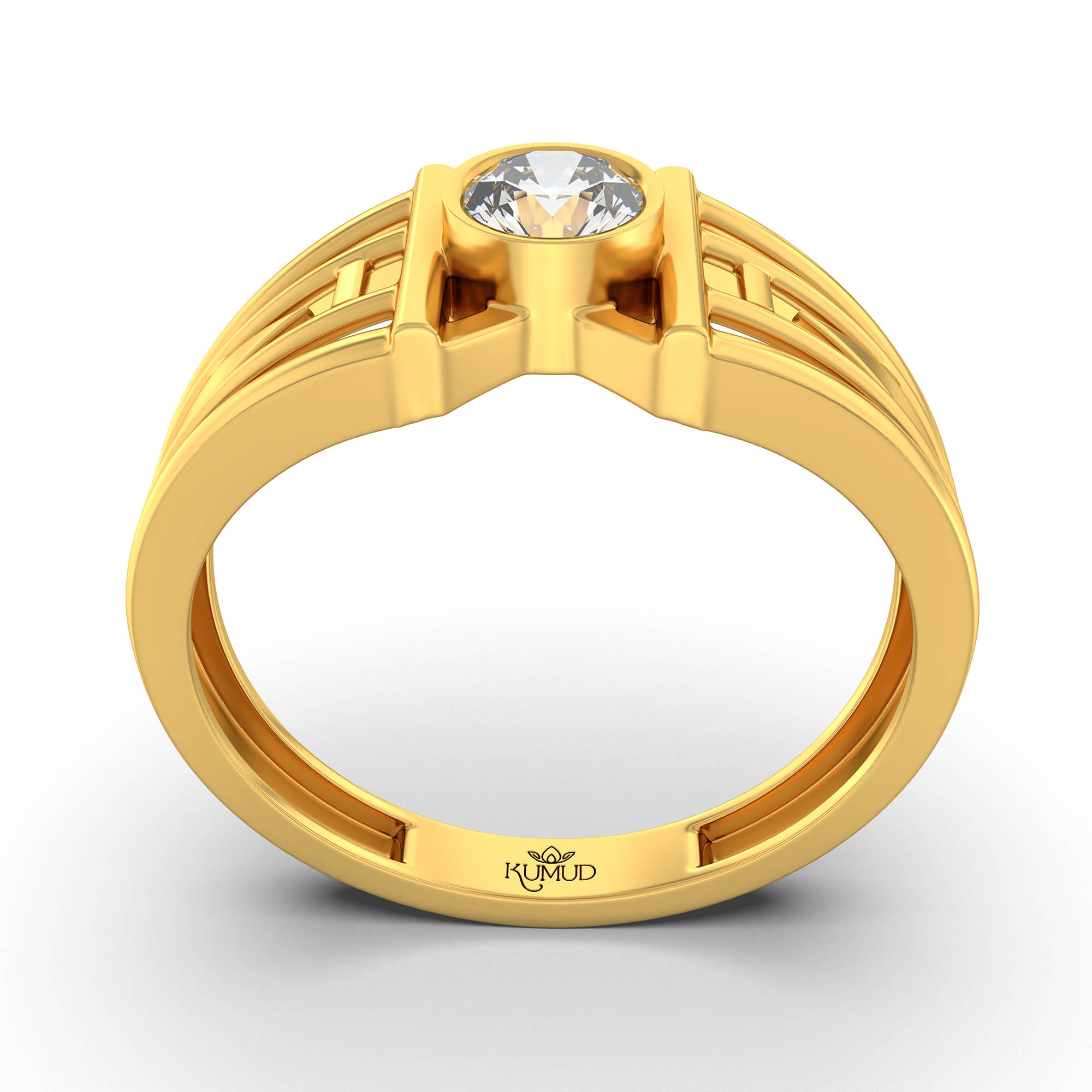 Lab-Grown Diamond Solitaire Ring for Men in 22K Yellow Gold – 0.5 Ct Round, 6 g (Design K8-6-BBZAA) thumbnail