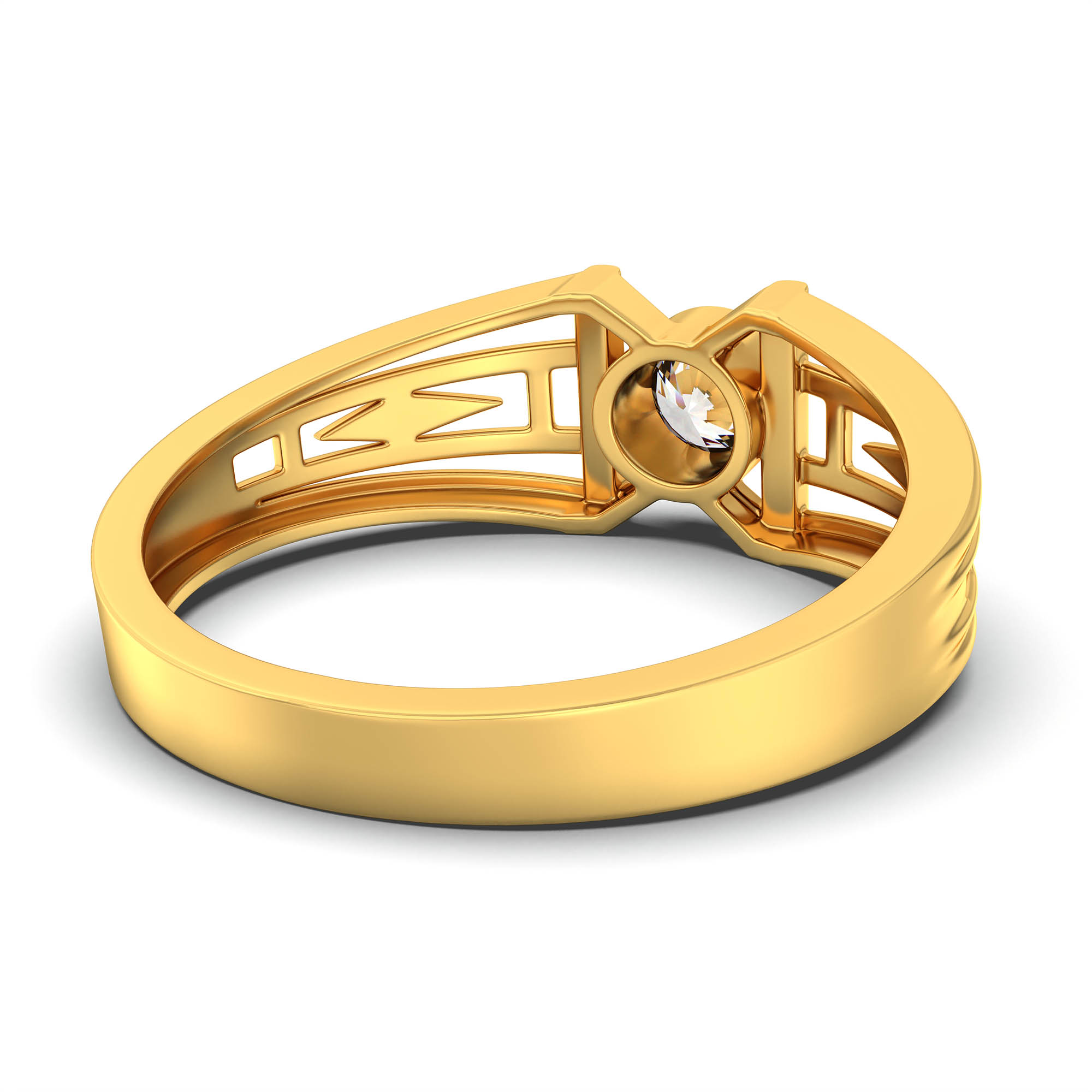 Lab-Grown Diamond Solitaire Ring for Men in 22K Yellow Gold – 0.5 Ct Round, 6 g (Design K8-6-BBZAA) thumbnail