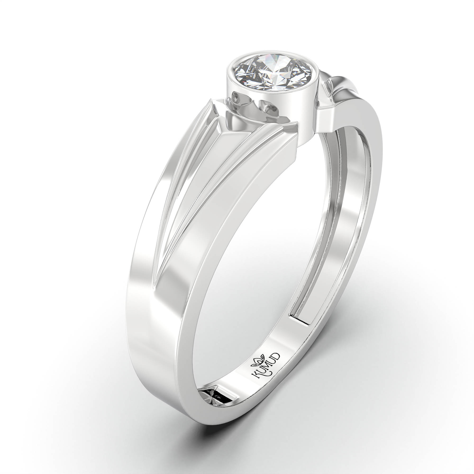 Lab-Grown Diamond Solitaire Ring for Men in 18K White Gold – 0.5 Ct Round, 6 g (Design K8-7-BBZAA) thumbnail