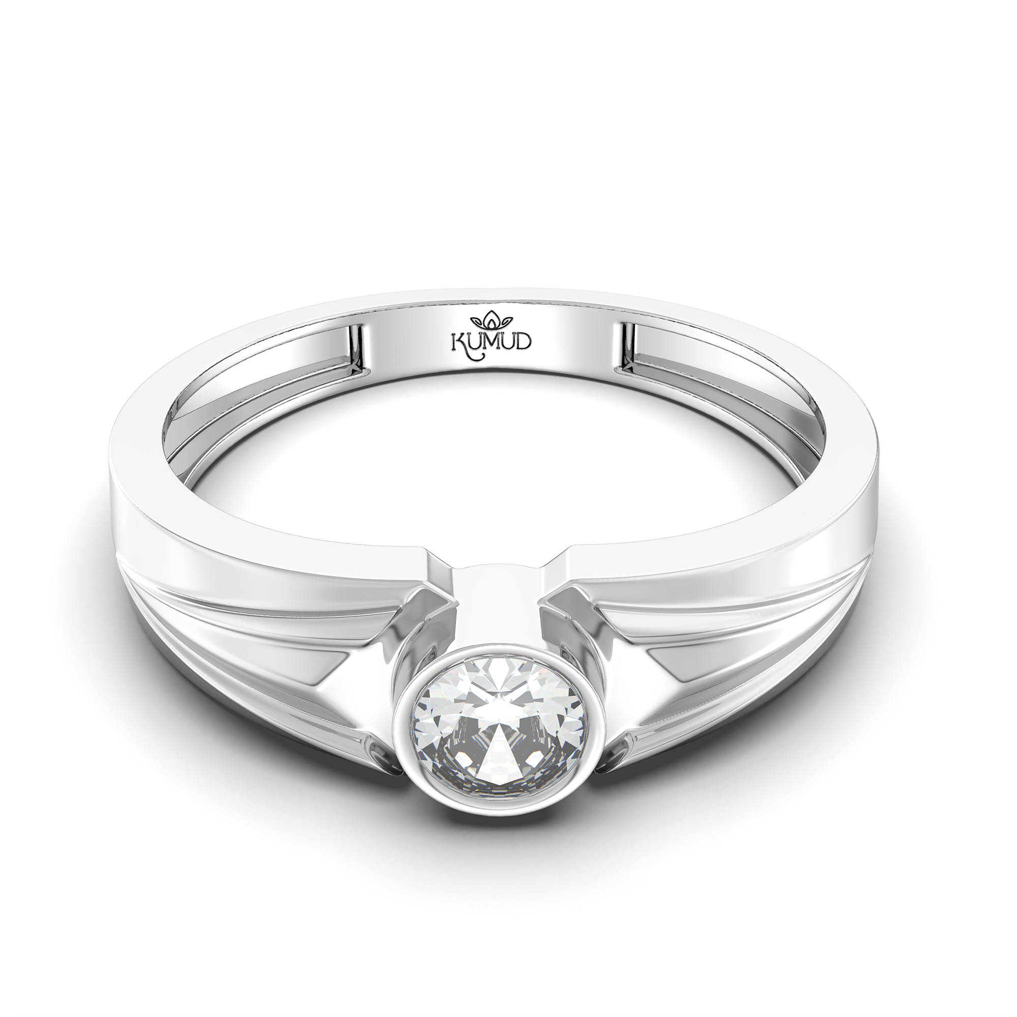 Lab-Grown Diamond Solitaire Ring for Men in 18K White Gold – 0.5 Ct Round, 6 g (Design K8-7-BBZAA) thumbnail