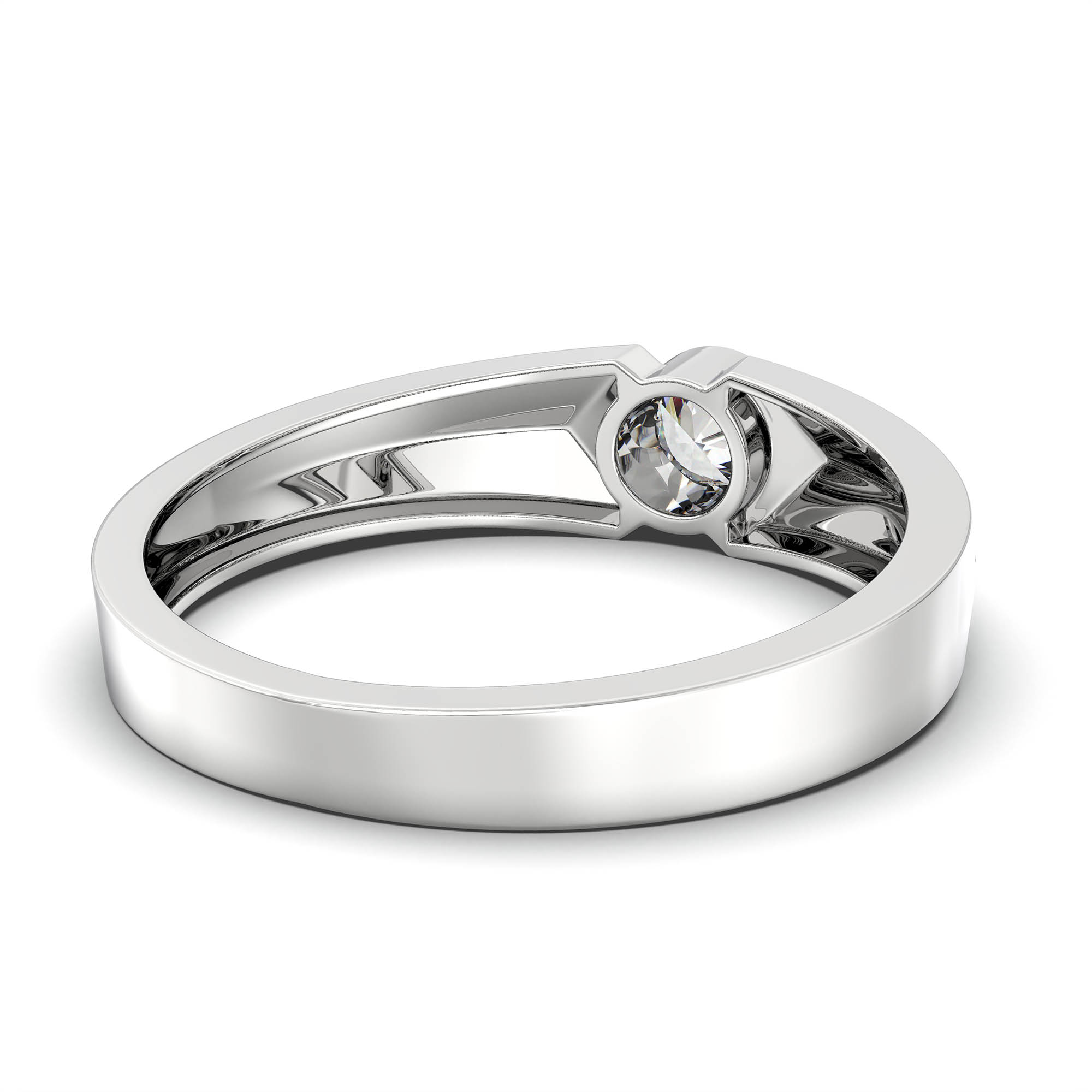 Lab-Grown Diamond Solitaire Ring for Men in 18K White Gold – 0.5 Ct Round, 6 g (Design K8-7-BBZAA) thumbnail