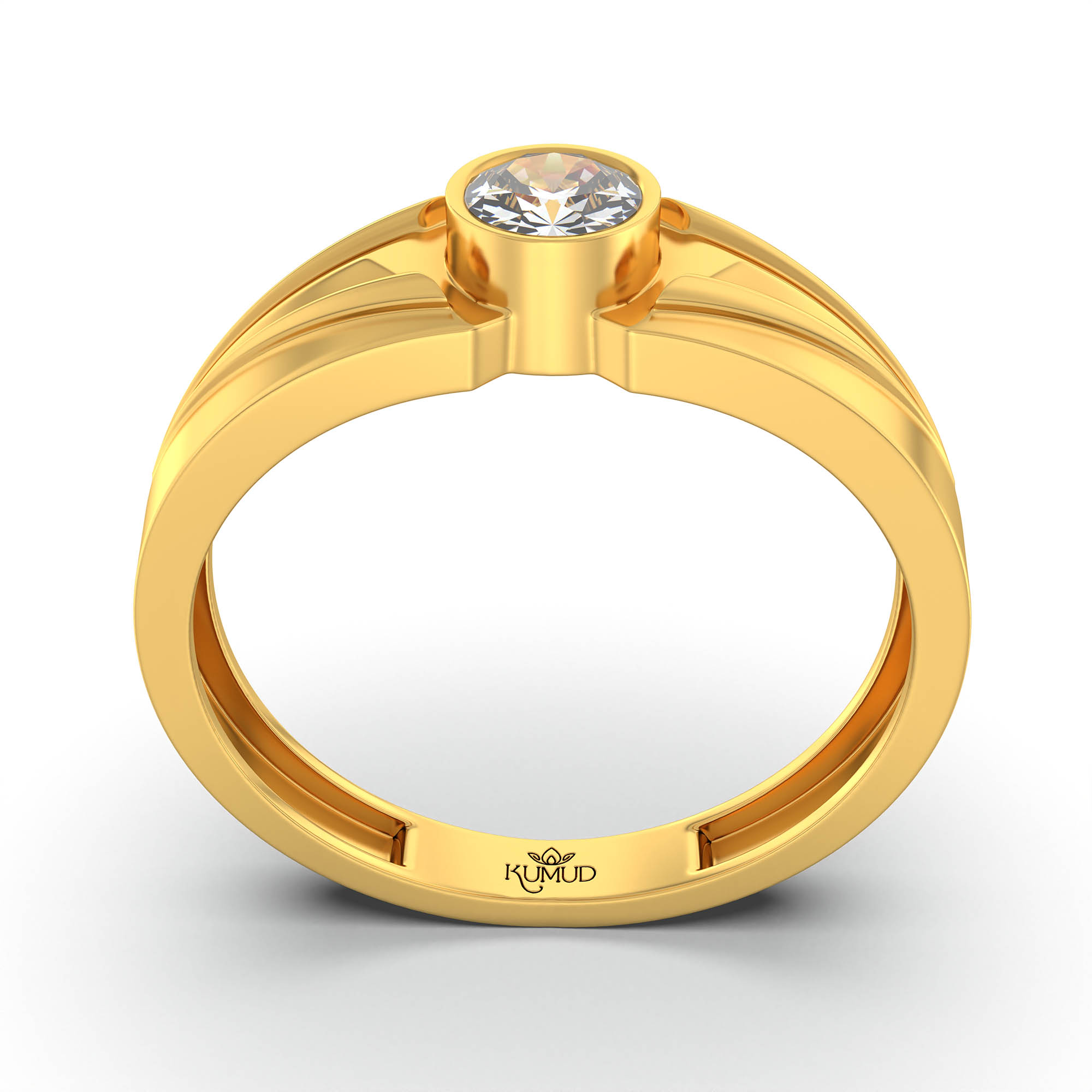 Lab-Grown Diamond Solitaire Ring for Men in 22K Yellow Gold – 0.5 Ct Round, 6 g (Design K8-7-BBZAA) thumbnail