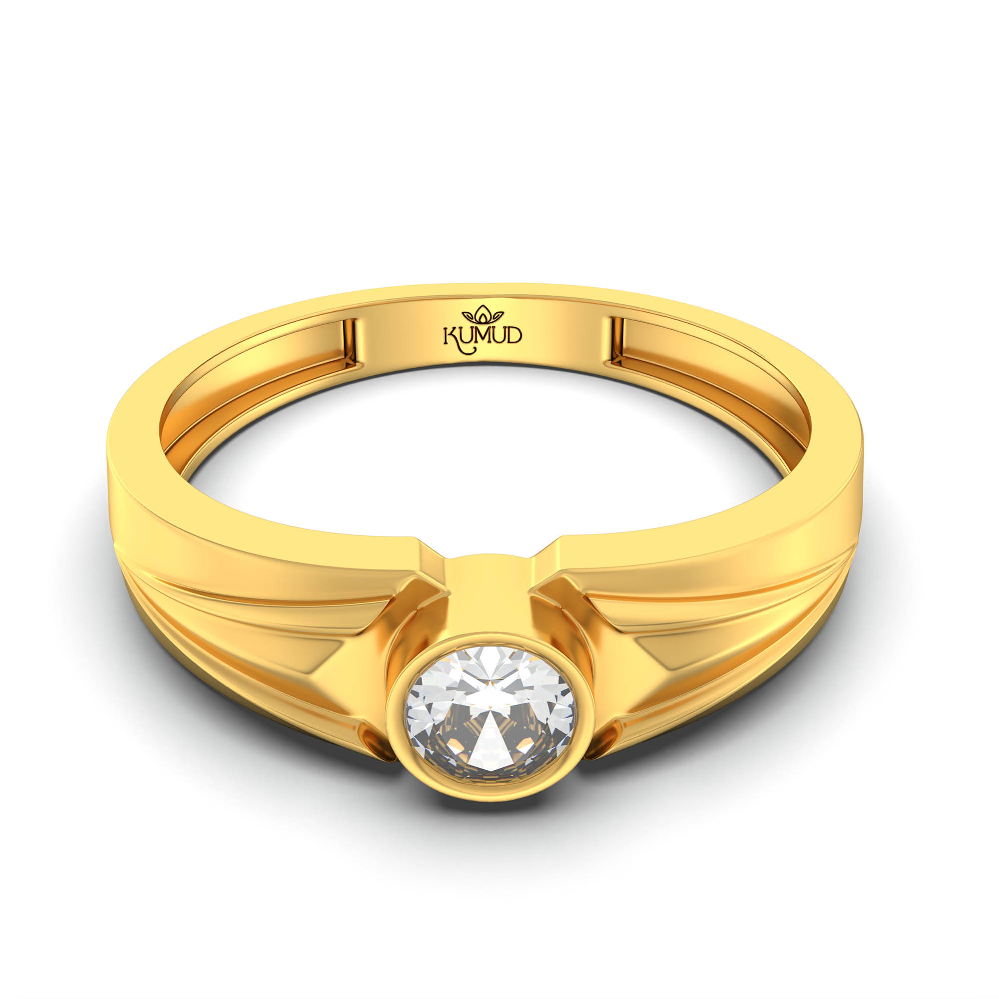 Lab-Grown Diamond Solitaire Ring for Men in 22K Yellow Gold – 0.5 Ct Round, 6 g (Design K8-7-BBZAA) thumbnail
