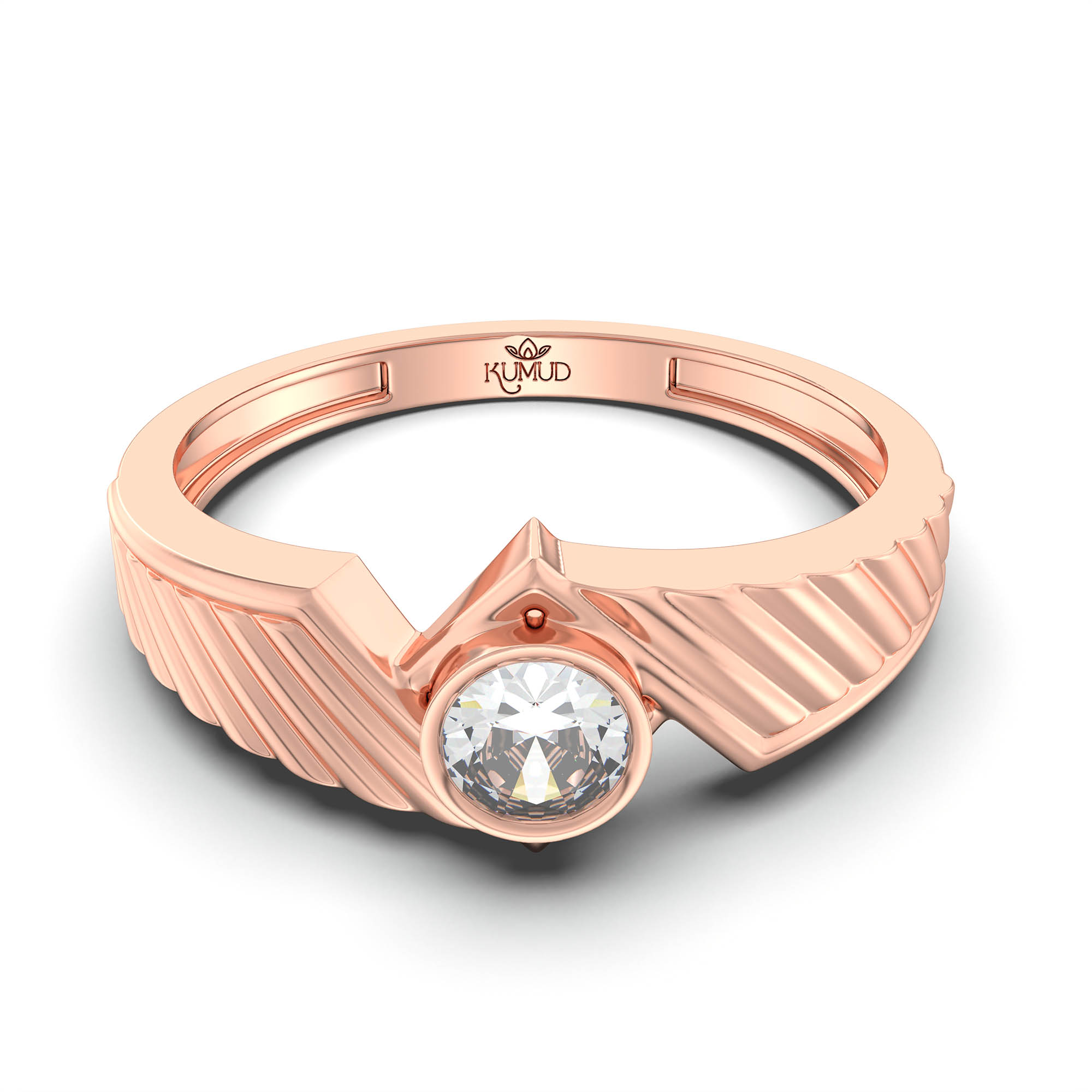 Lab-Grown Diamond Solitaire Ring for Men in 18K Rose Gold – 0.5 Ct Round, 6 g (Design K8-8-BBZAA) thumbnail