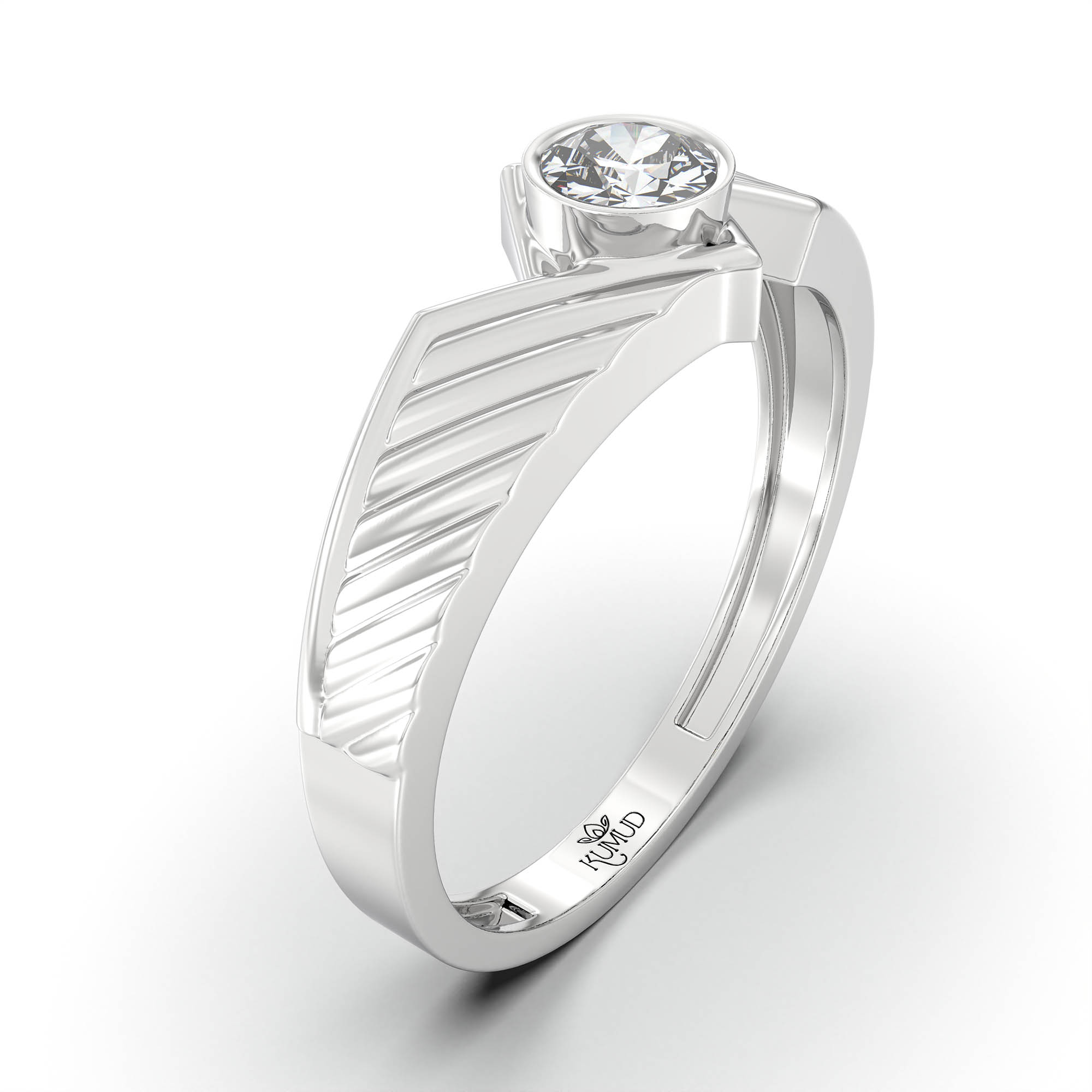 Lab-Grown Diamond Solitaire Ring for Men in 18K White Gold – 0.5 Ct Round, 6 g (Design K8-8-BBZAA) thumbnail