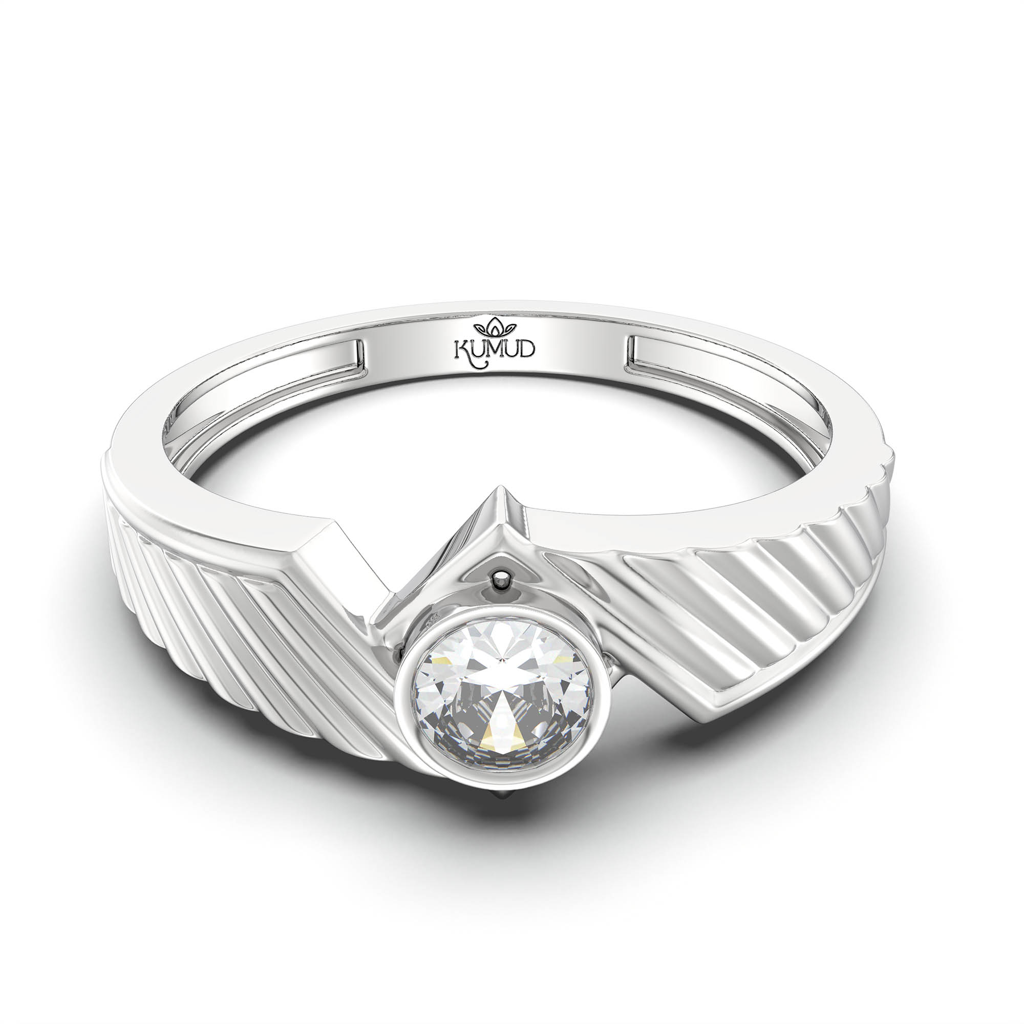 Lab-Grown Diamond Solitaire Ring for Men in 18K White Gold – 0.5 Ct Round, 6 g (Design K8-8-BBZAA) thumbnail
