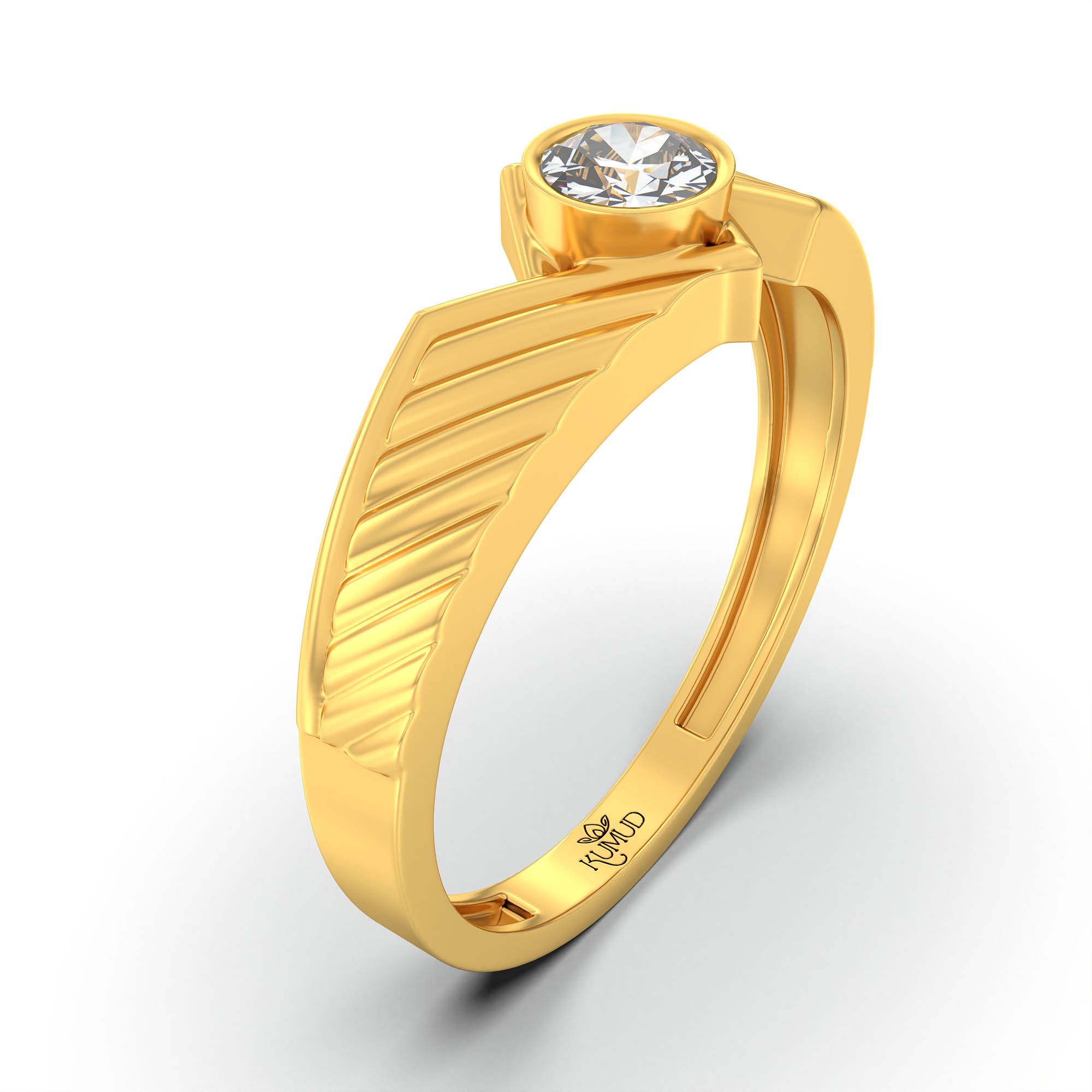 Lab-Grown Diamond Solitaire Ring for Men in 22K Yellow Gold – 0.5 Ct Round, 6 g (Design K8-8-BBZAA) thumbnail