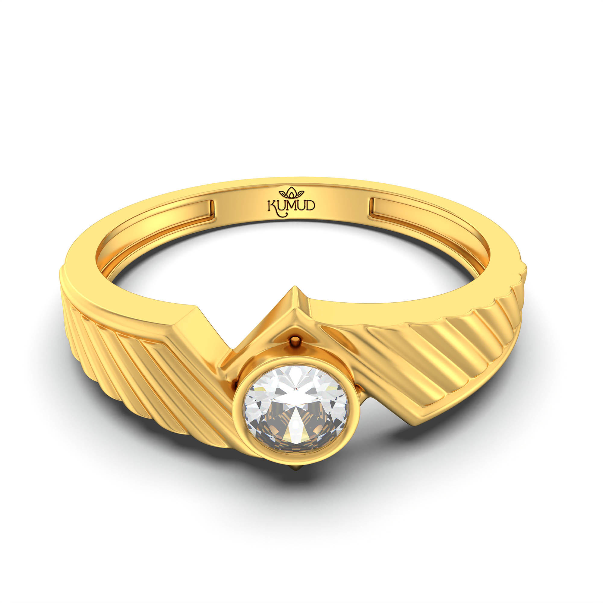 Lab-Grown Diamond Solitaire Ring for Men in 22K Yellow Gold – 0.5 Ct Round, 6 g (Design K8-8-BBZAA) thumbnail