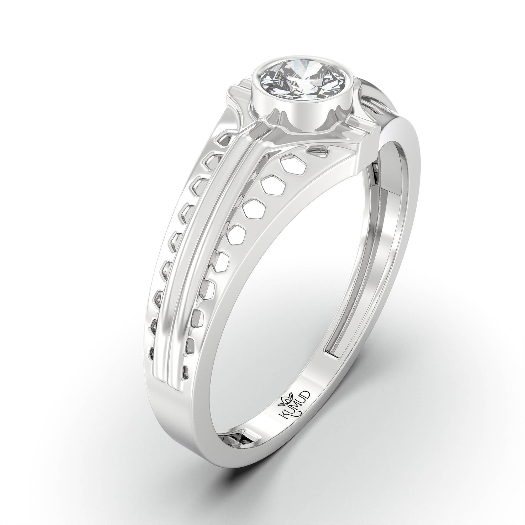 Lab-Grown Diamond Solitaire Ring for Men in 18K White Gold – 0.5 Ct Round, 6 g (Design K8-9-BBZAA) thumbnail