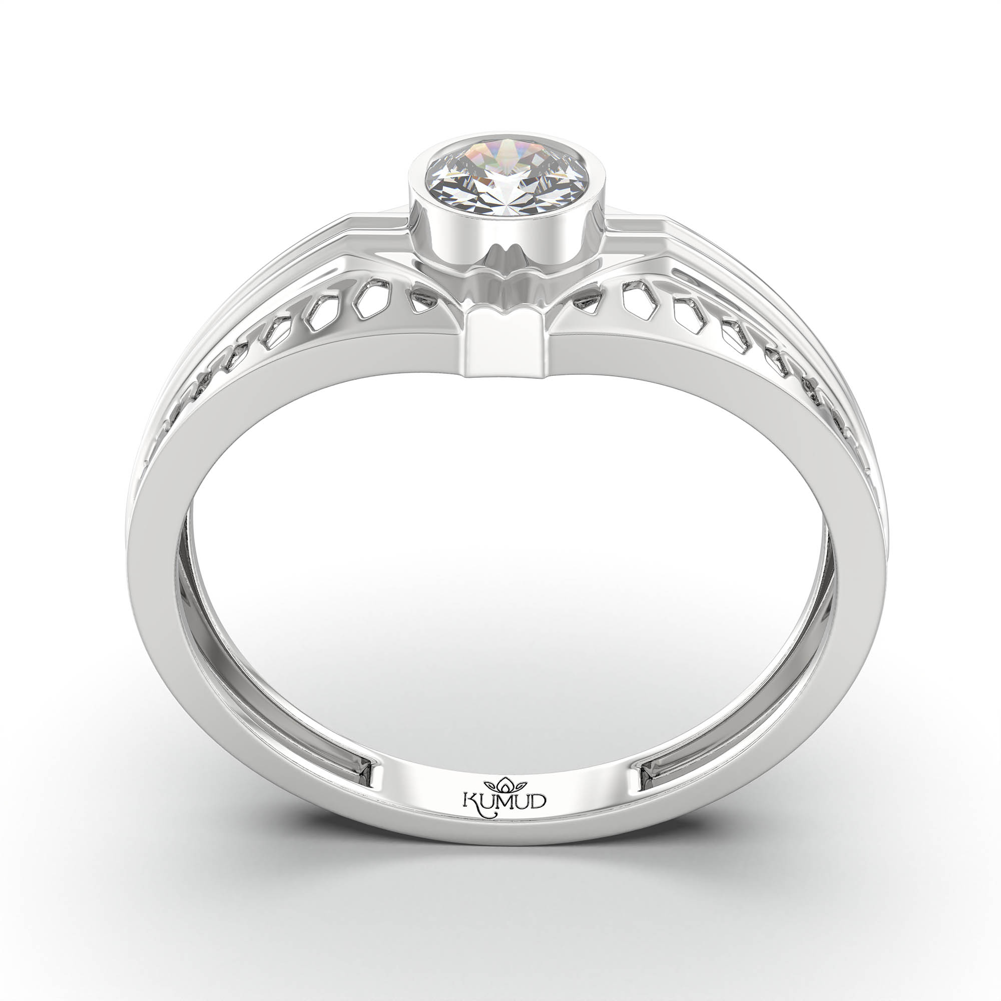 Lab-Grown Diamond Solitaire Ring for Men in 18K White Gold – 0.5 Ct Round, 6 g (Design K8-9-BBZAA) thumbnail