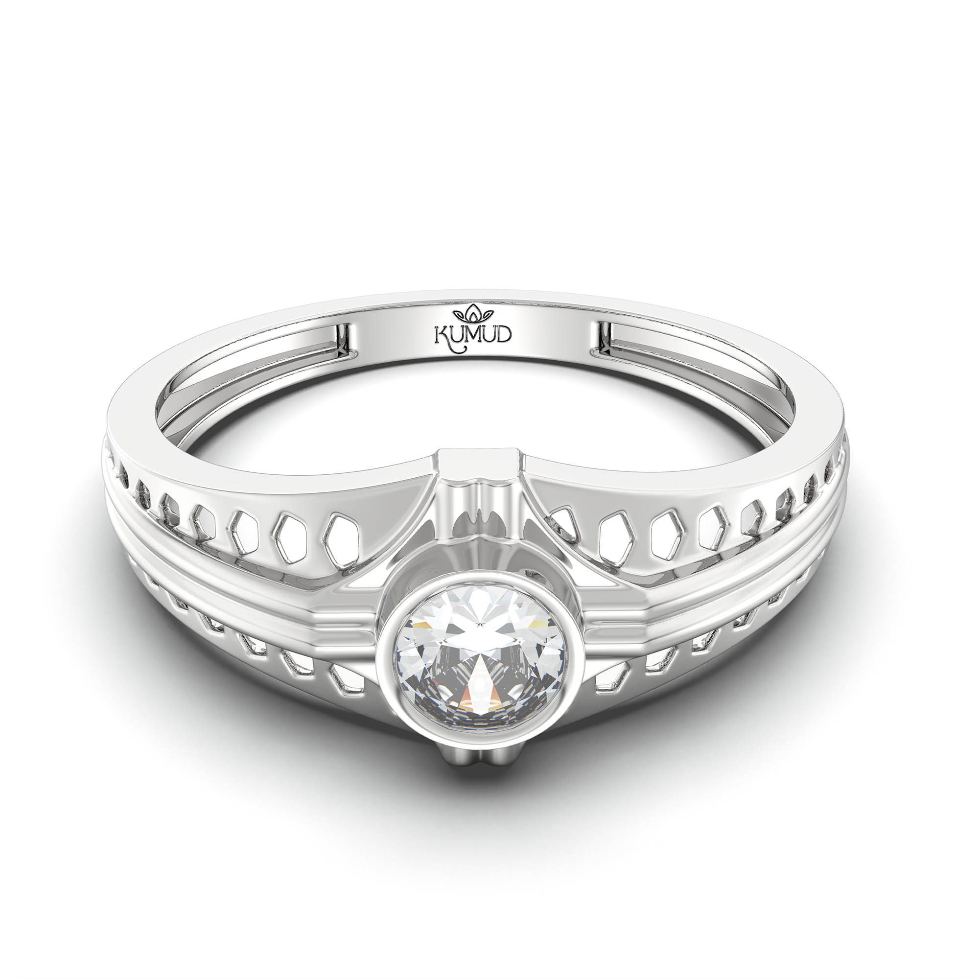 Lab-Grown Diamond Solitaire Ring for Men in 18K White Gold – 0.5 Ct Round, 6 g (Design K8-9-BBZAA) thumbnail