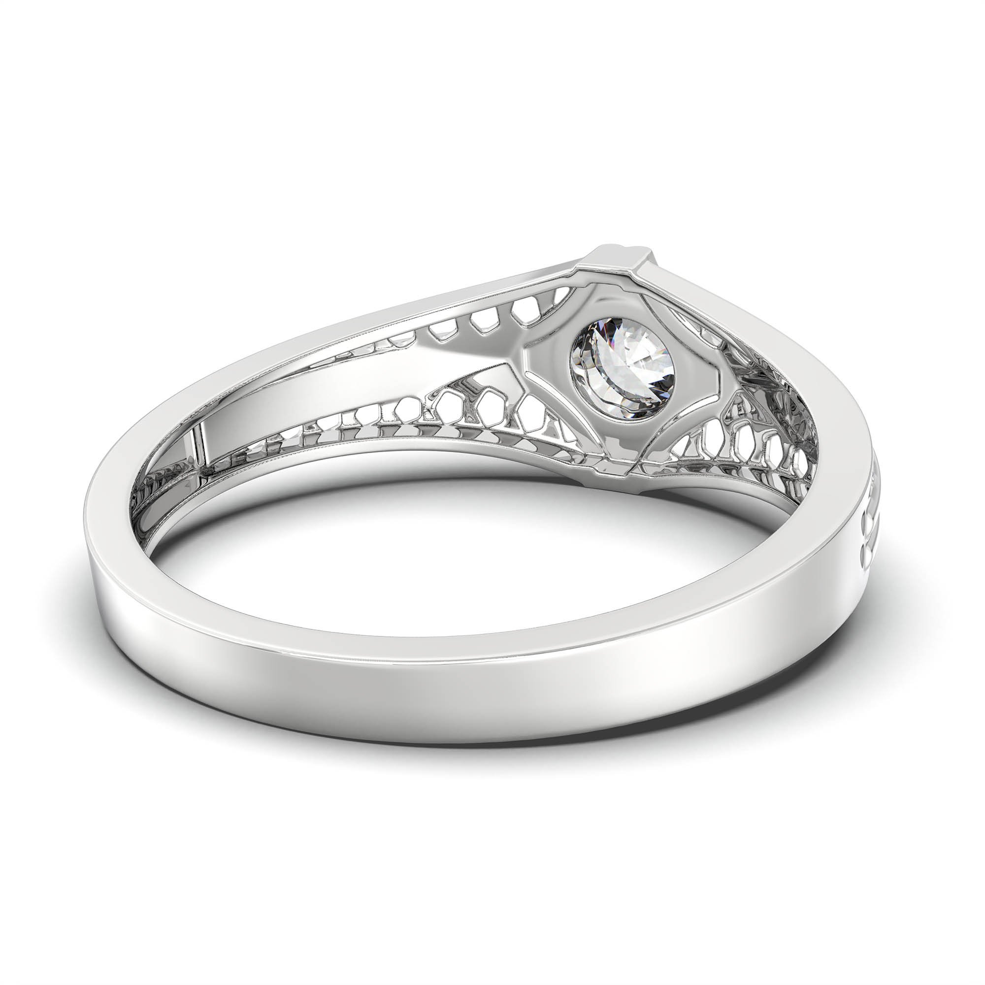 Lab-Grown Diamond Solitaire Ring for Men in 18K White Gold – 0.5 Ct Round, 6 g (Design K8-9-BBZAA) thumbnail