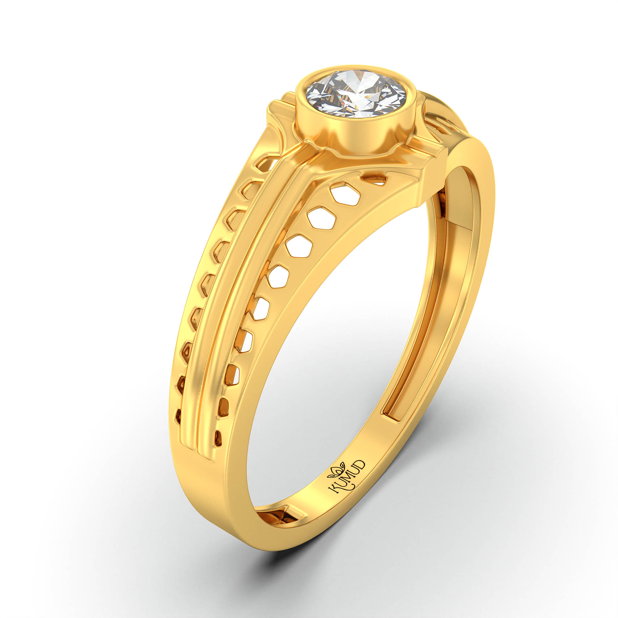 Lab-Grown Diamond Solitaire Ring for Men in 22K Yellow Gold – 0.5 Ct Round, 6 g (Design K8-9-BBZAA) thumbnail