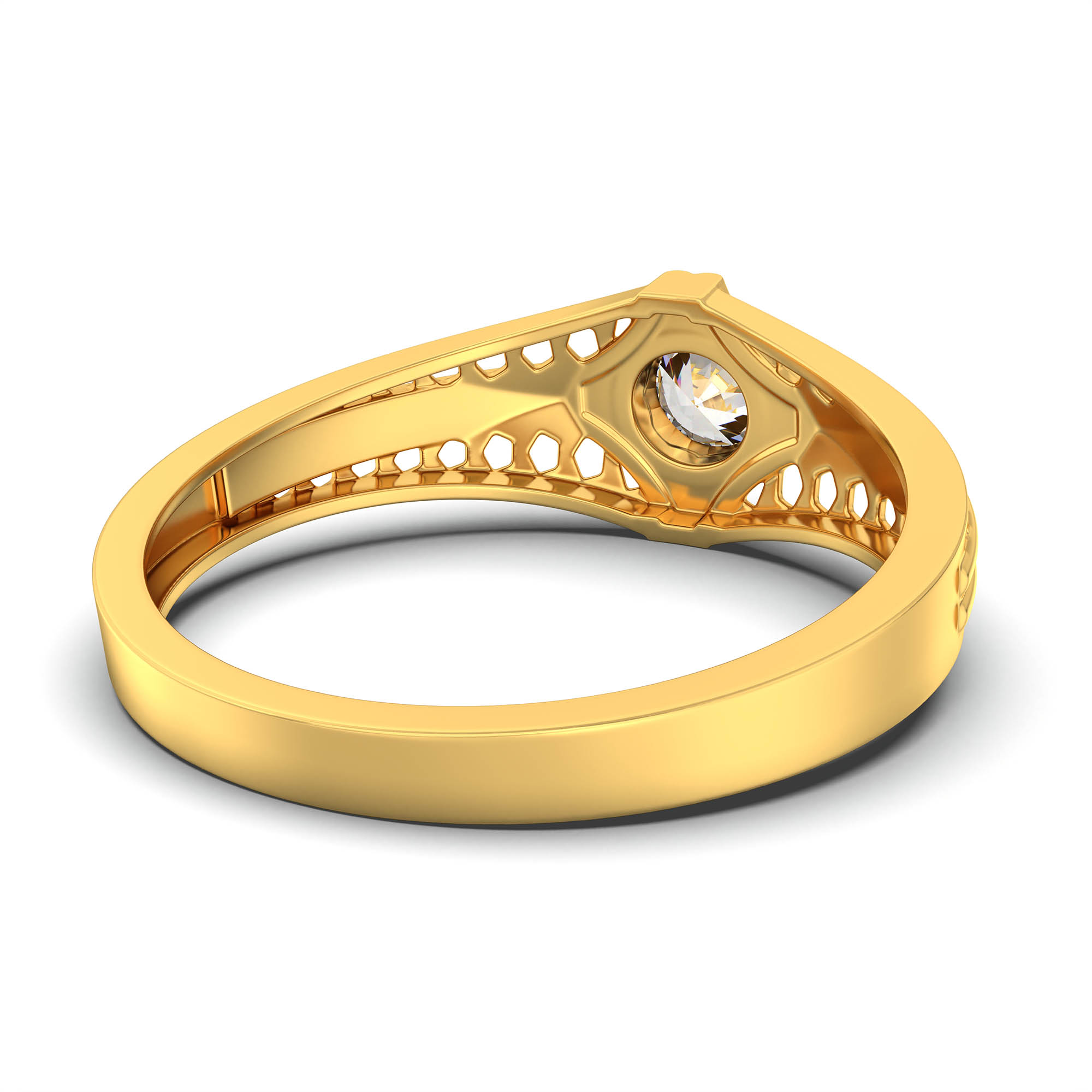 Lab-Grown Diamond Solitaire Ring for Men in 22K Yellow Gold – 0.5 Ct Round, 6 g (Design K8-9-BBZAA) thumbnail