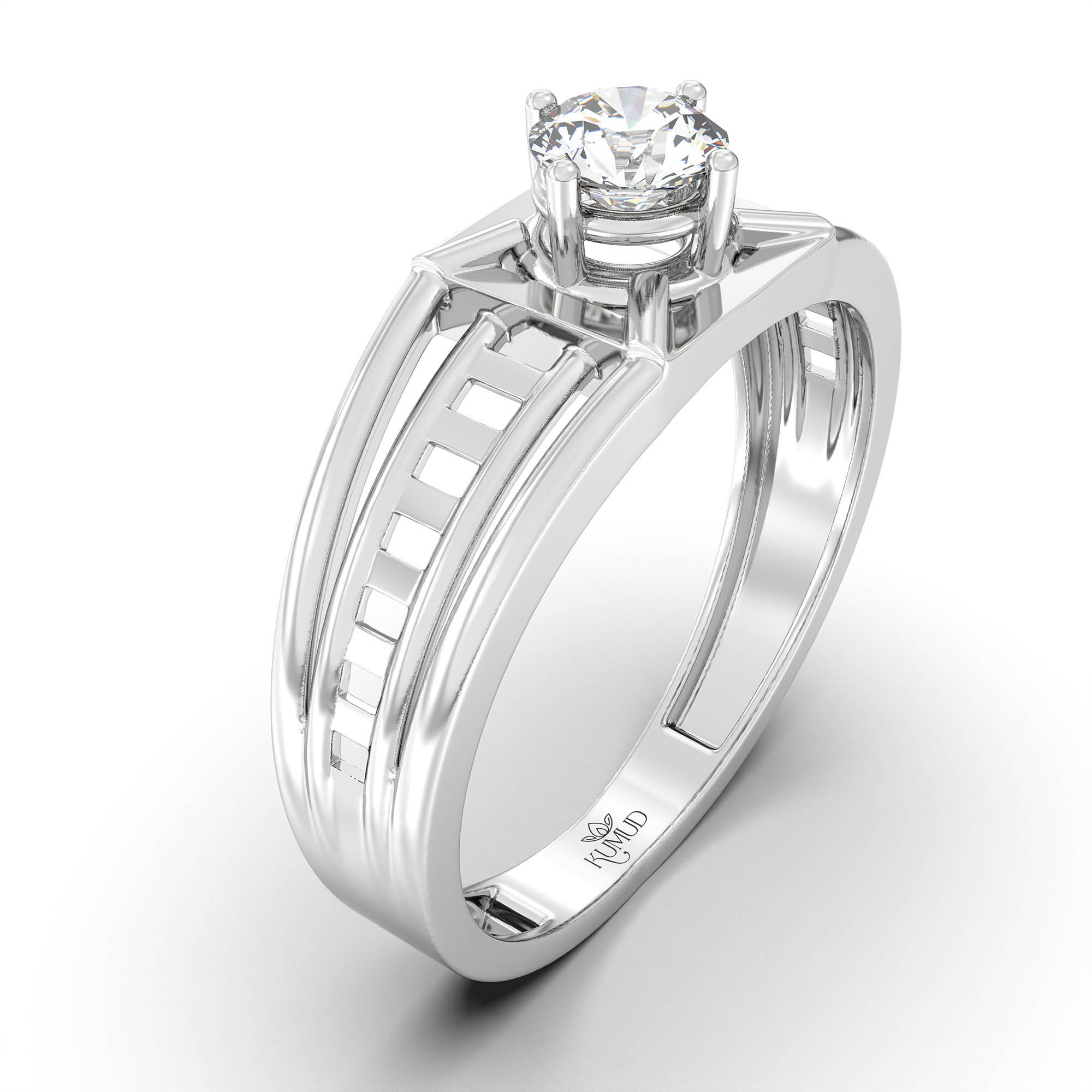 Lab-Grown Diamond Solitaire Ring for Men in 18K White Gold – 0.5 Ct Round, 6 g (Design K8-10-APGAA) thumbnail