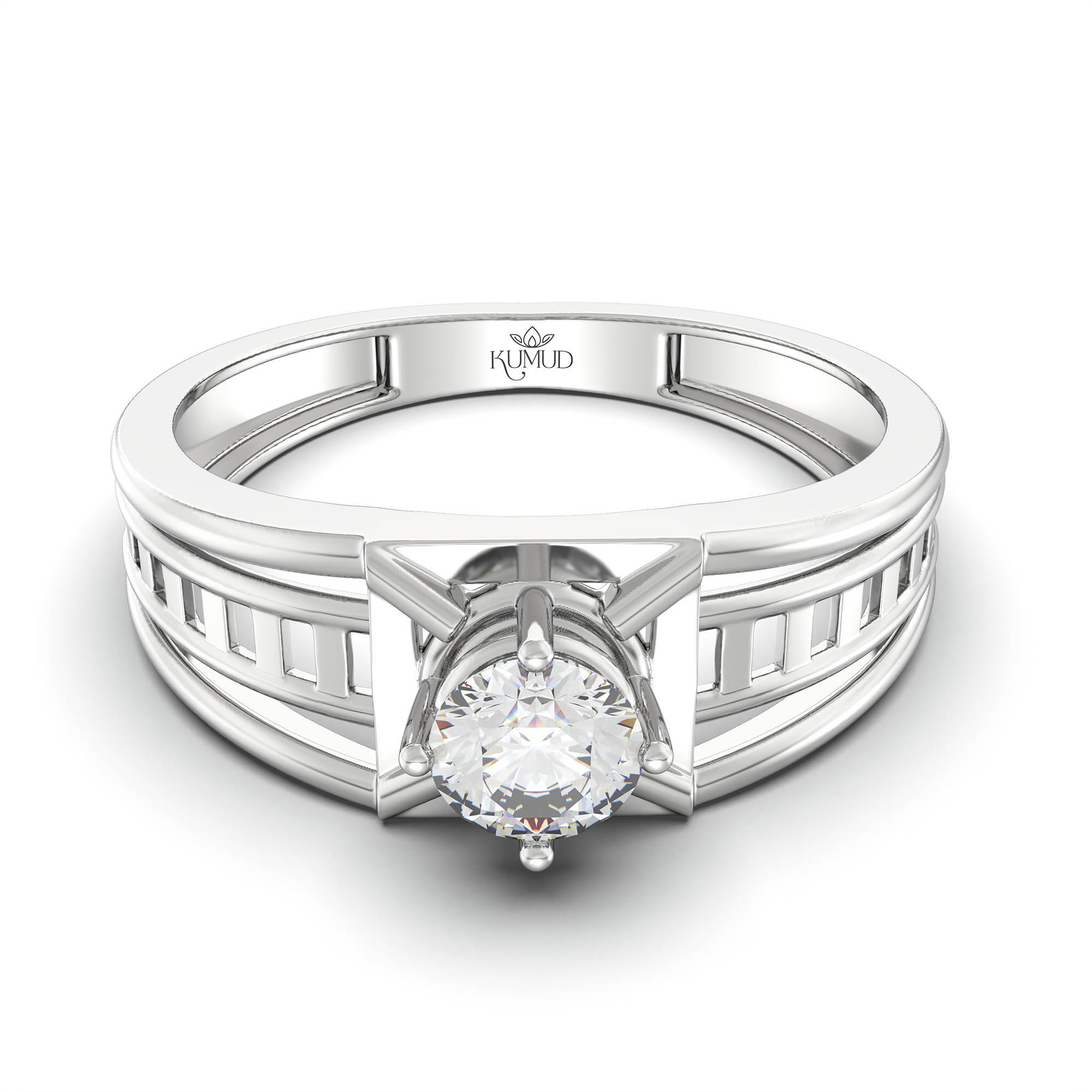 Lab-Grown Diamond Solitaire Ring for Men in 18K White Gold – 0.5 Ct Round, 6 g (Design K8-10-APGAA) thumbnail