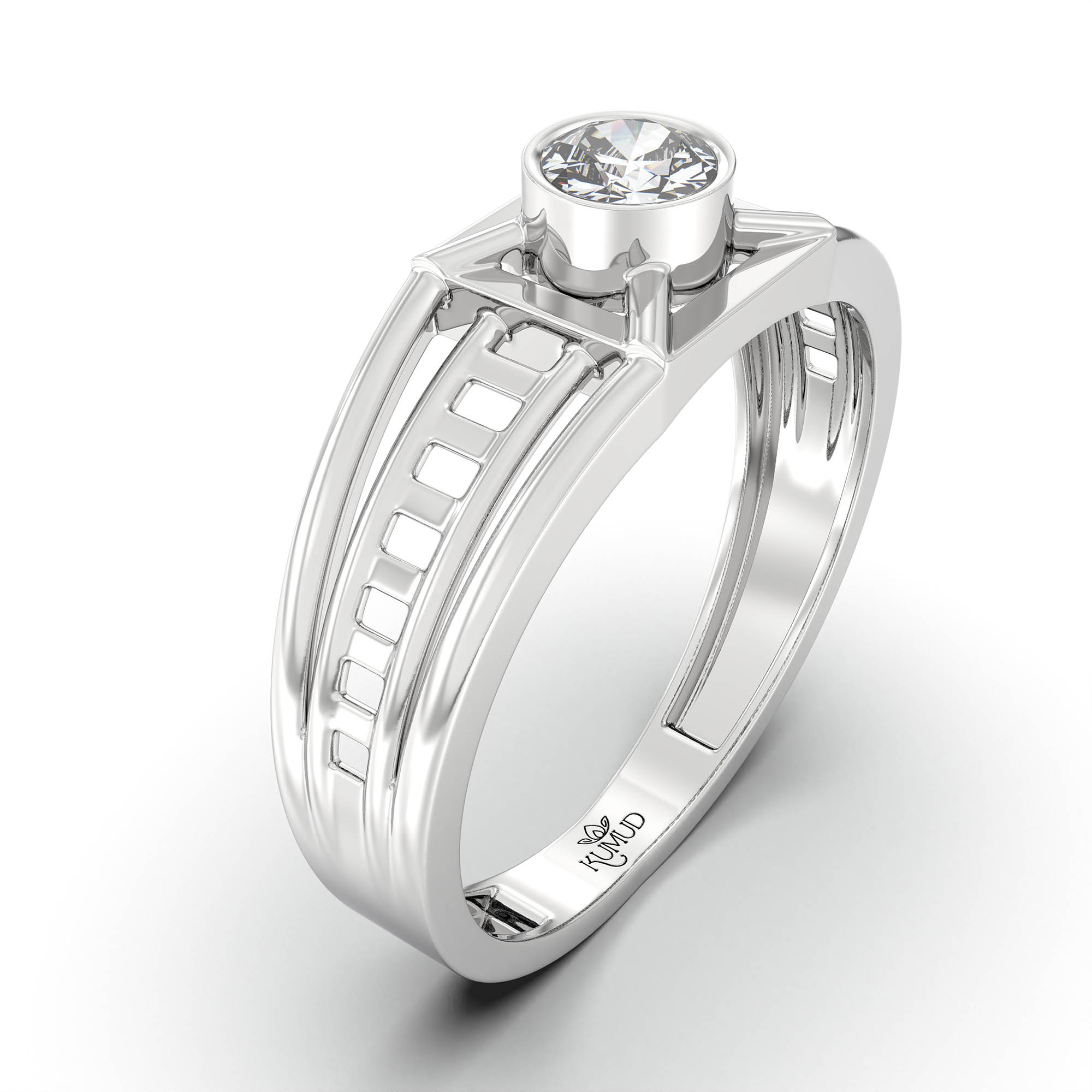 Lab-Grown Diamond Solitaire Ring for Men in 18K White Gold – 0.5 Ct Round, 6 g (Design K8-10-BBZAA) thumbnail