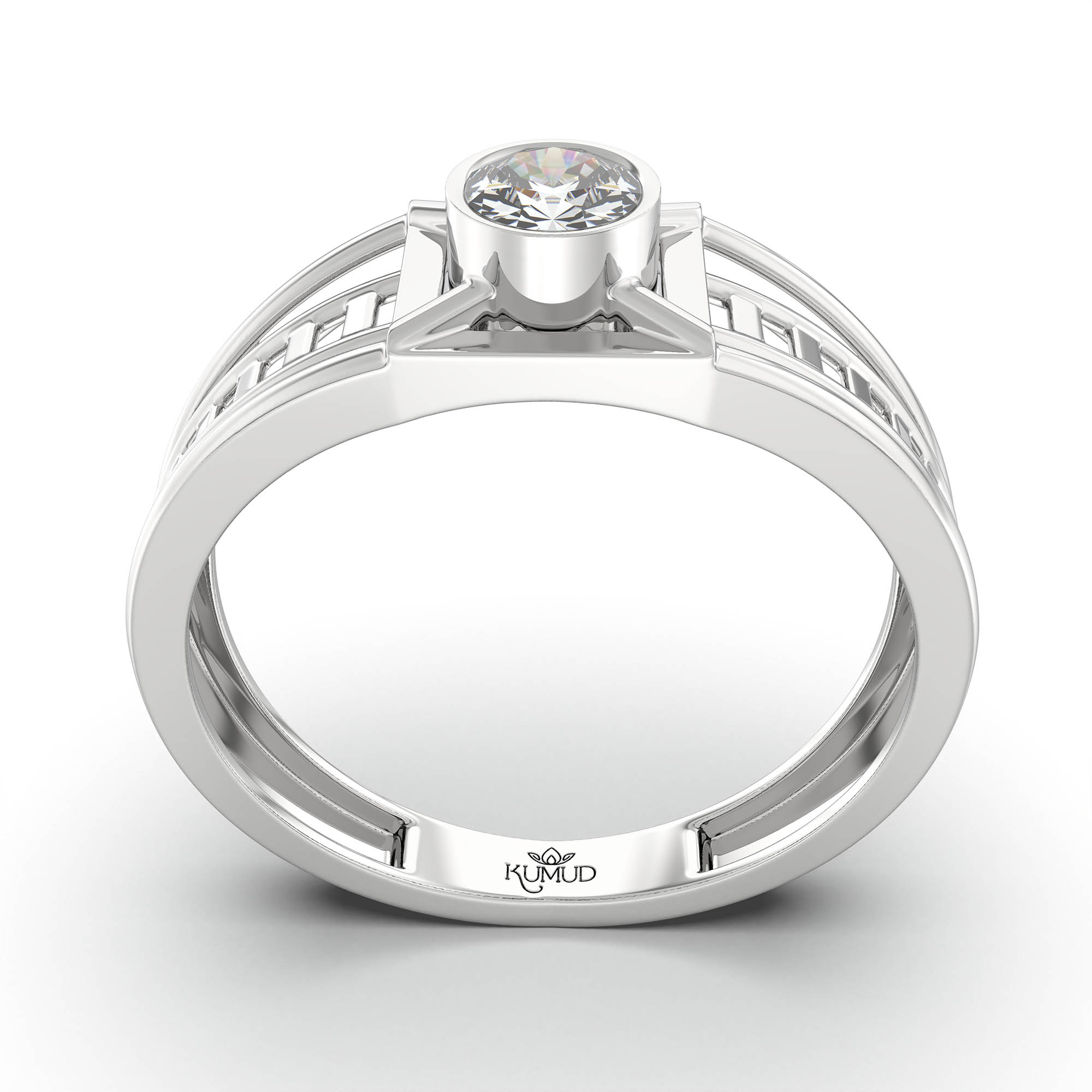 Lab-Grown Diamond Solitaire Ring for Men in 18K White Gold – 0.5 Ct Round, 6 g (Design K8-10-BBZAA) thumbnail