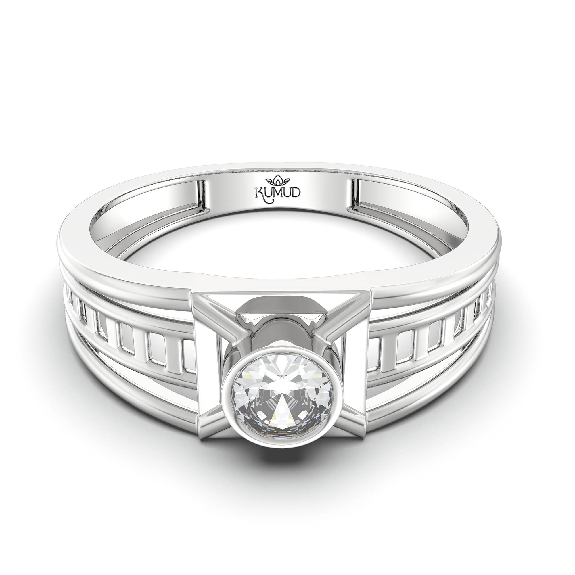 Lab-Grown Diamond Solitaire Ring for Men in 18K White Gold – 0.5 Ct Round, 6 g (Design K8-10-BBZAA) thumbnail