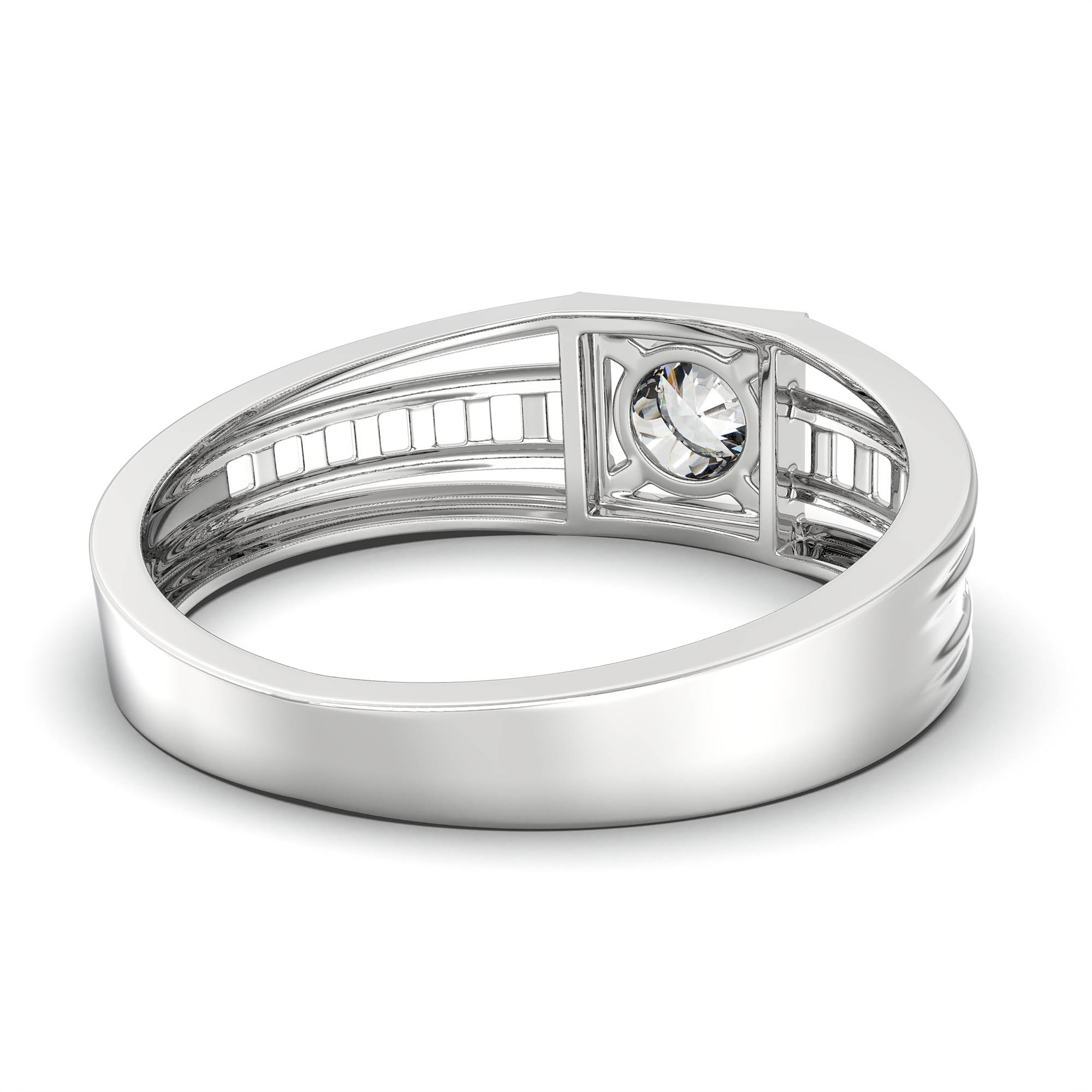 Lab-Grown Diamond Solitaire Ring for Men in 18K White Gold – 0.5 Ct Round, 6 g (Design K8-10-BBZAA) thumbnail
