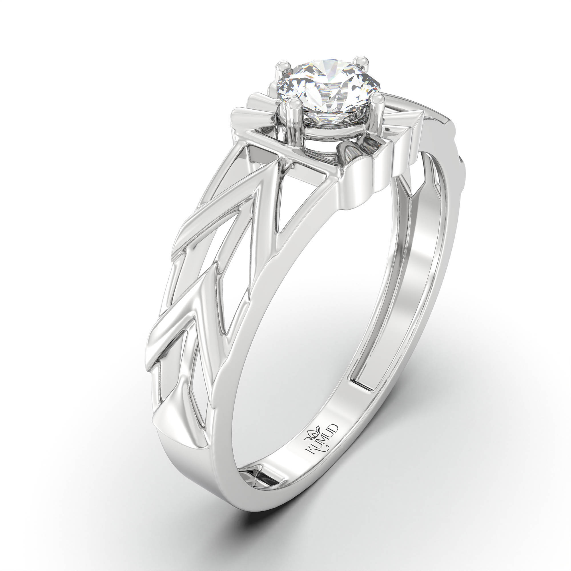 Lab-Grown Diamond Solitaire Ring for Men in 18K White Gold – 0.5 Ct Round, 6 g (Design K8-11-APGAA) thumbnail