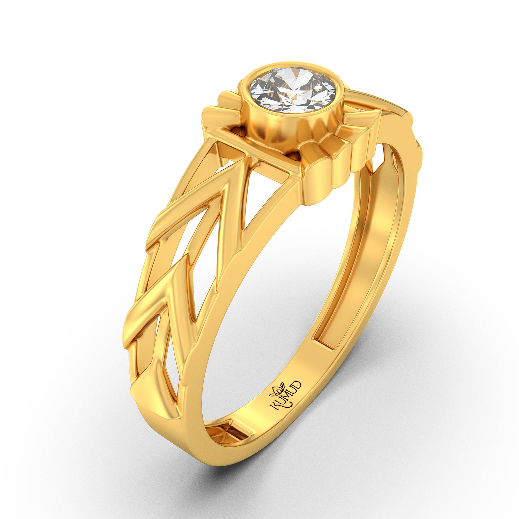 Lab-Grown Diamond Solitaire Ring for Men in 22K Yellow Gold – 0.5 Ct Round, 6 g (Design K8-11-BBZAA) thumbnail