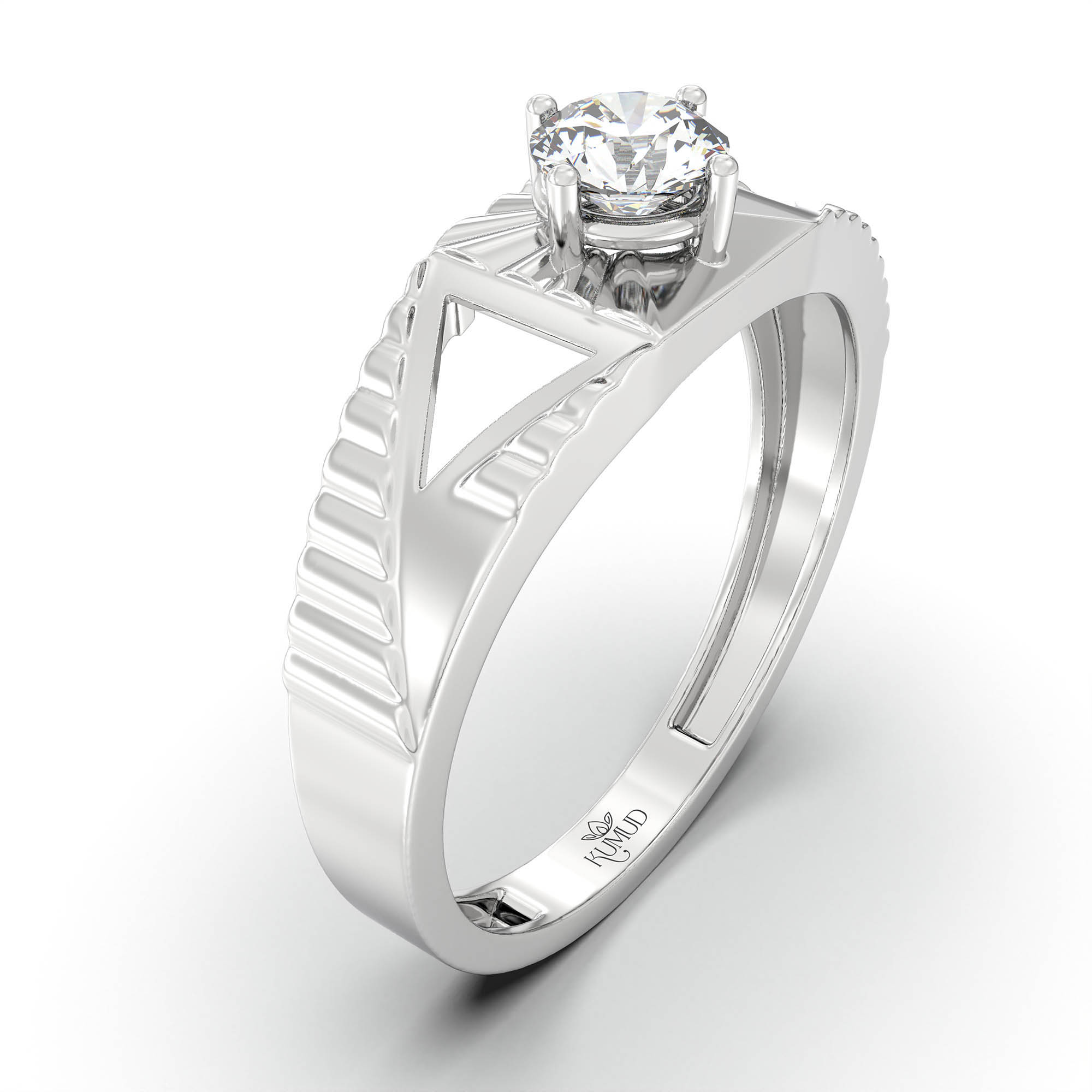 Lab-Grown Diamond Solitaire Ring for Men in 18K White Gold – 0.5 Ct Round, 6 g (Design K8-12-APGAA) thumbnail