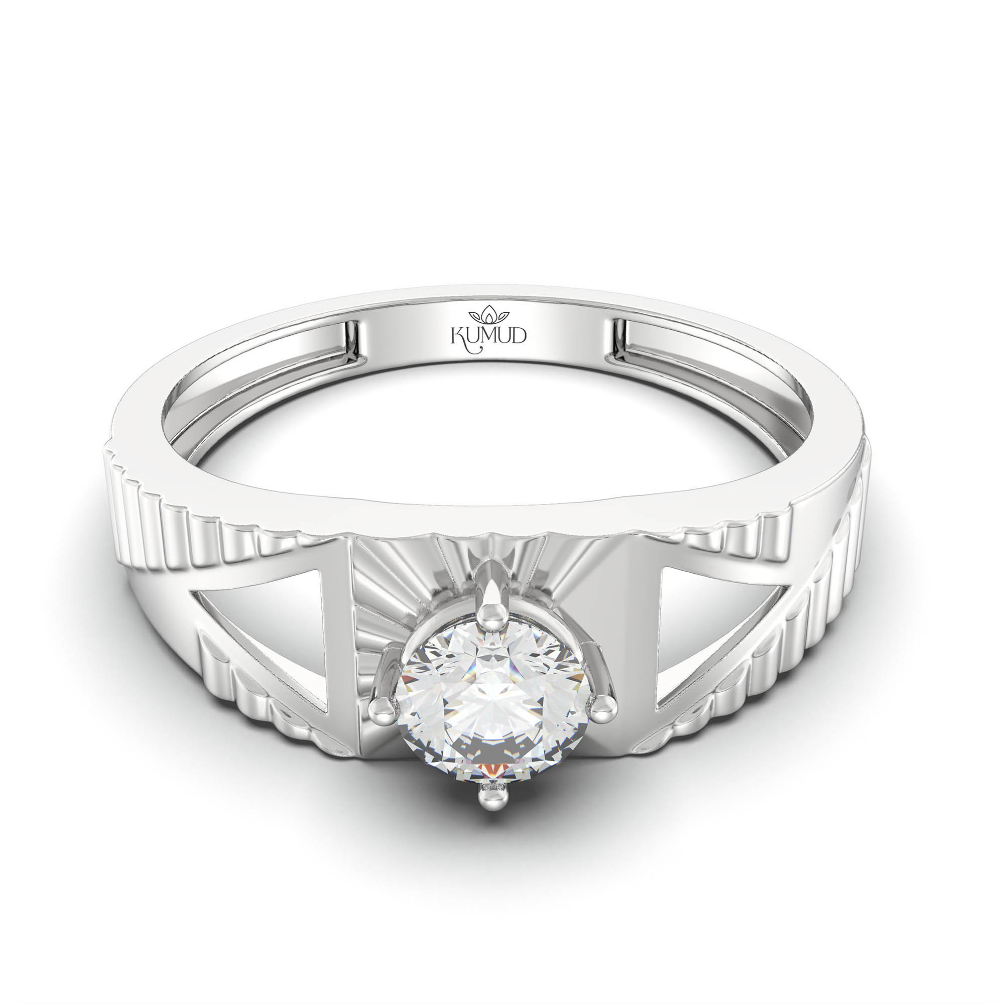 Lab-Grown Diamond Solitaire Ring for Men in 18K White Gold – 0.5 Ct Round, 6 g (Design K8-12-APGAA) thumbnail