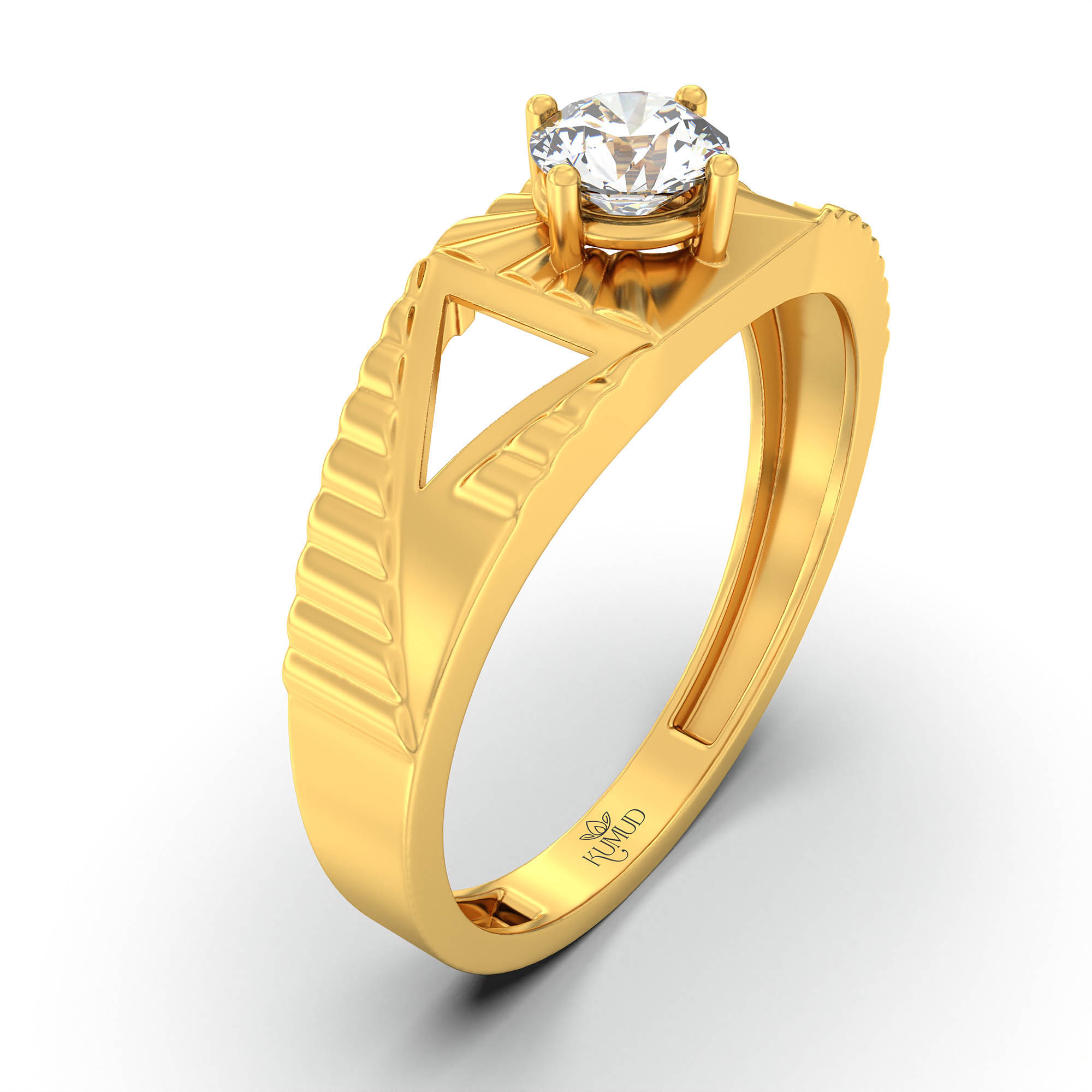 Lab-Grown Diamond Solitaire Ring for Men in 22K Yellow Gold – 0.5 Ct Round, 6 g (Design K8-12-APGAA) thumbnail