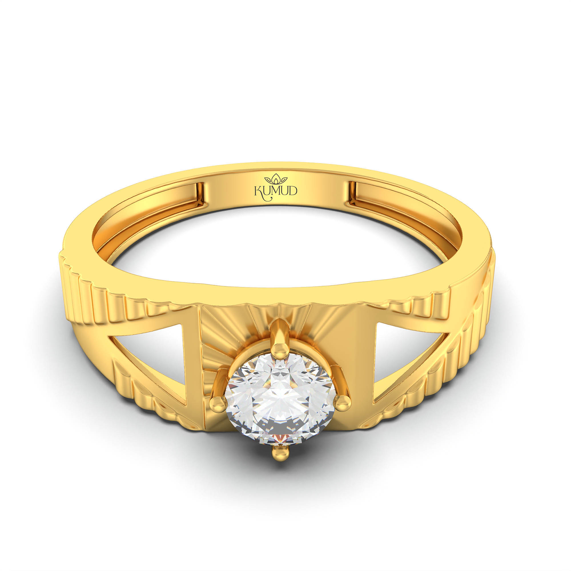 Lab-Grown Diamond Solitaire Ring for Men in 22K Yellow Gold – 0.5 Ct Round, 6 g (Design K8-12-APGAA) thumbnail