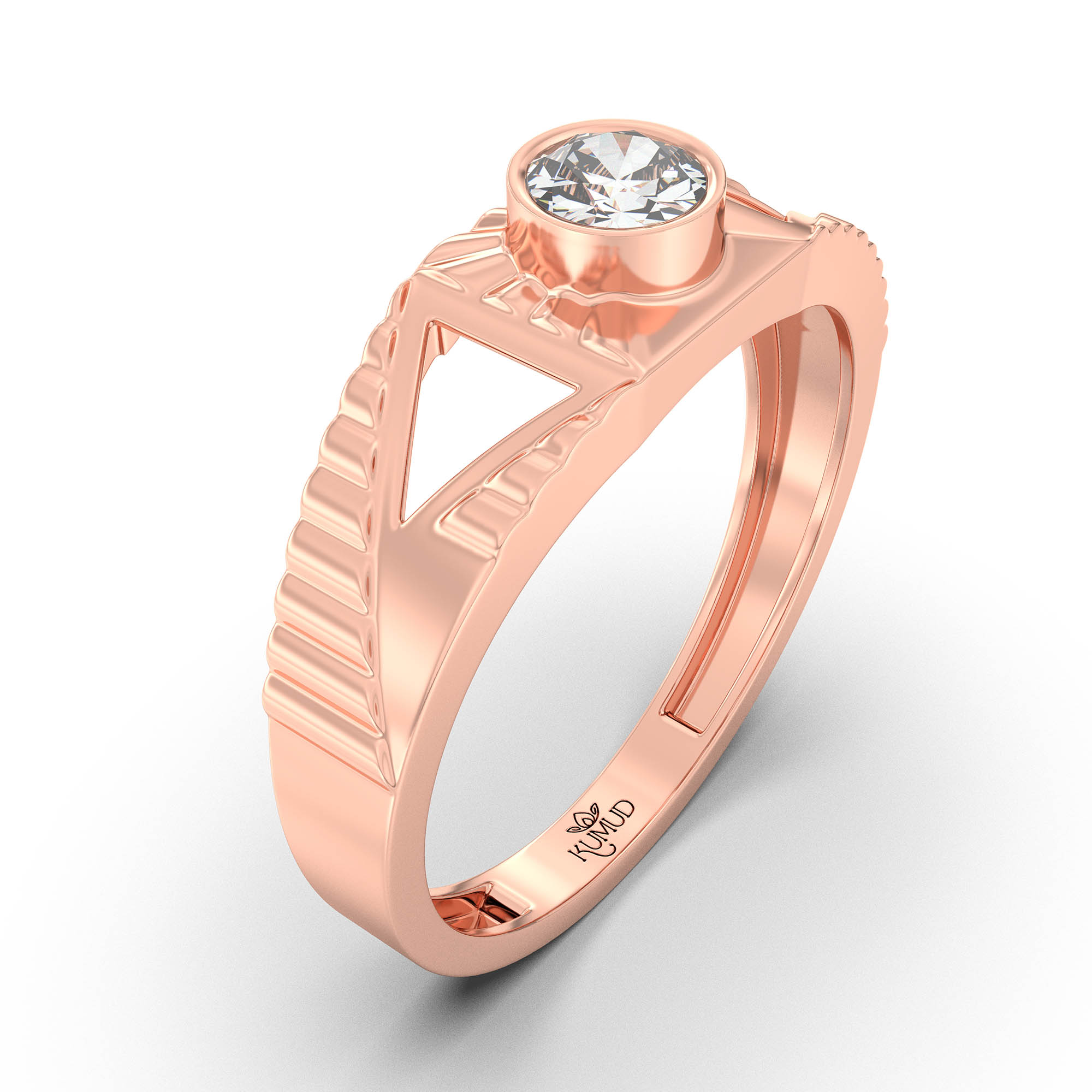 Lab-Grown Diamond Solitaire Ring for Men in 18K Rose Gold – 0.5 Ct Round, 6 g (Design K8-12-BBZAA) thumbnail