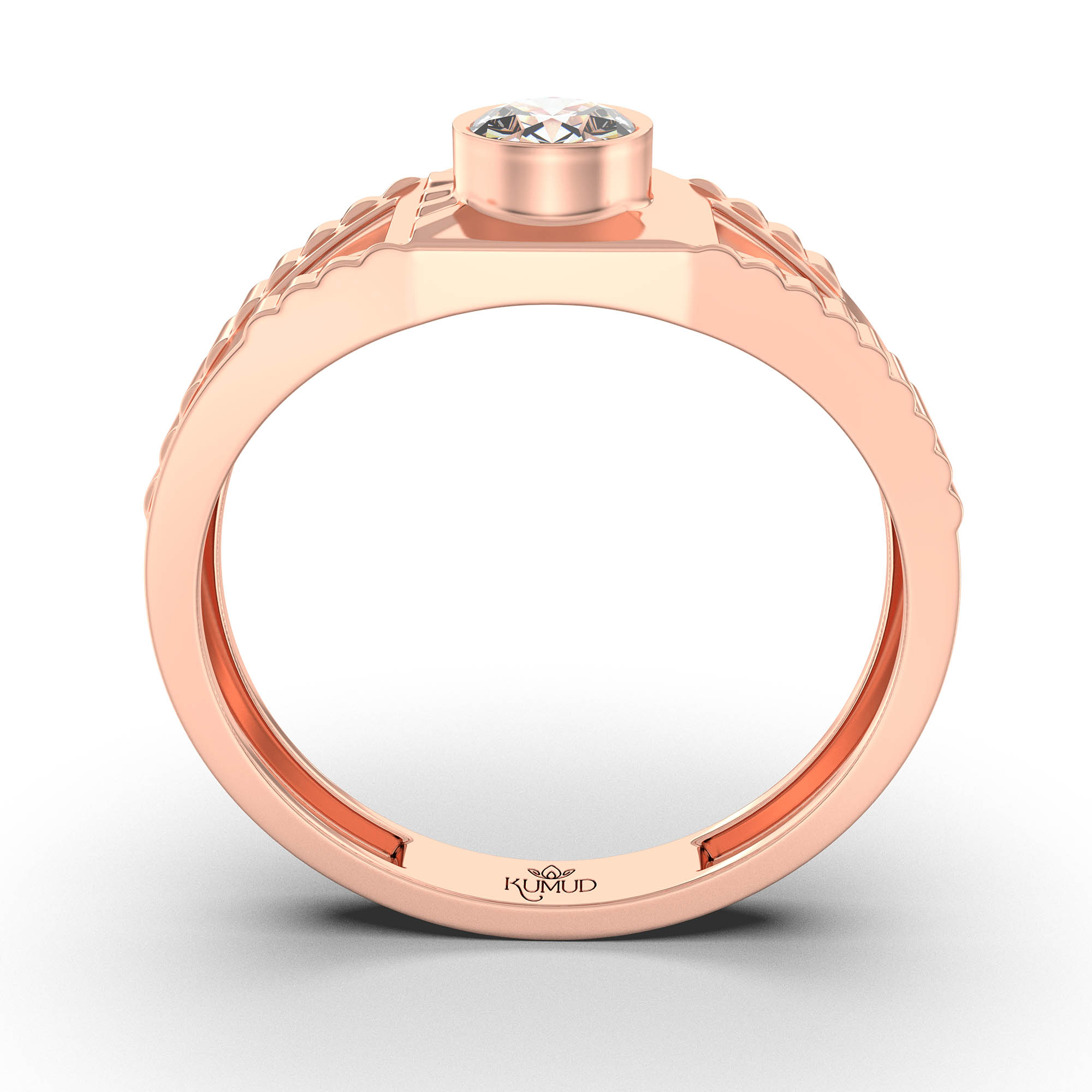 Lab-Grown Diamond Solitaire Ring for Men in 18K Rose Gold – 0.5 Ct Round, 6 g (Design K8-12-BBZAA) thumbnail