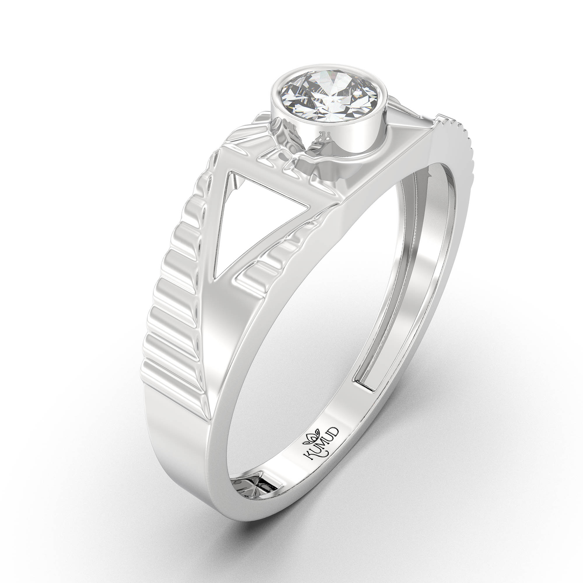 Lab-Grown Diamond Solitaire Ring for Men in 18K White Gold – 0.5 Ct Round, 6 g (Design K8-12-BBZAA) thumbnail